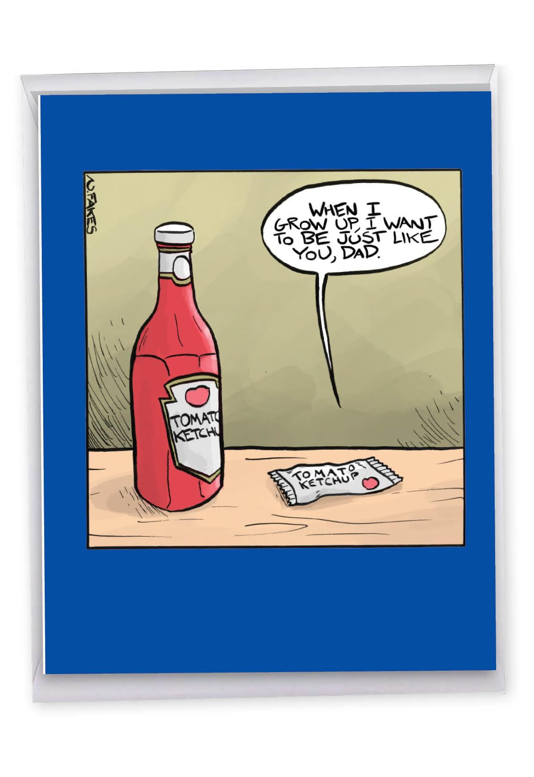 NobleWorks - Funny Card for Father's Day (8.5 x 11 Inch) - Big Appreciation, Humor Notecard for Dads, Stepdads - Ketchup Dad J7290FDG