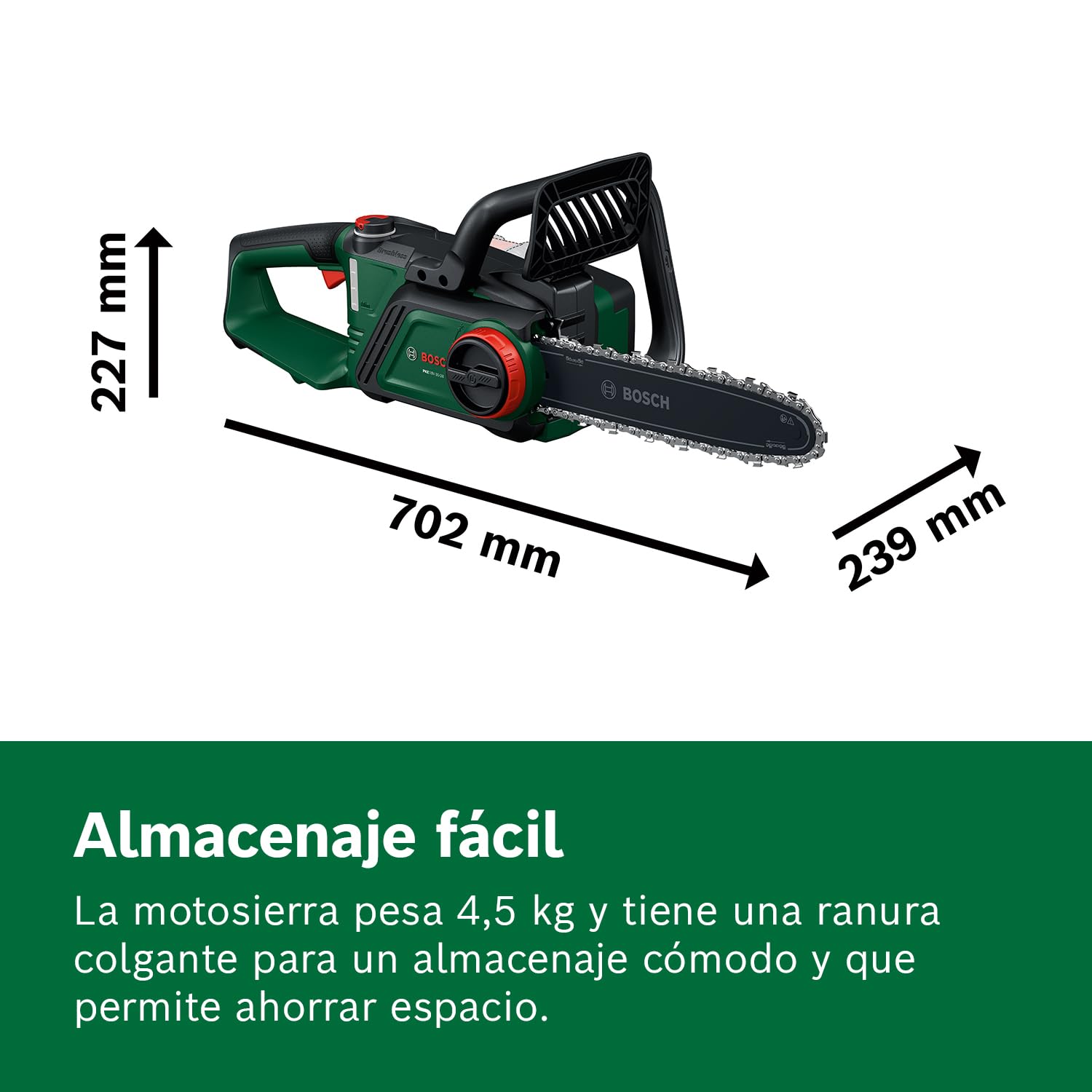 Bosch motosierra a batería PKE18V-30-28 (tecnología OptiCut, Peso: 3,9 kg, Velocidad de la cadena: 9 m/s, sin batería)
