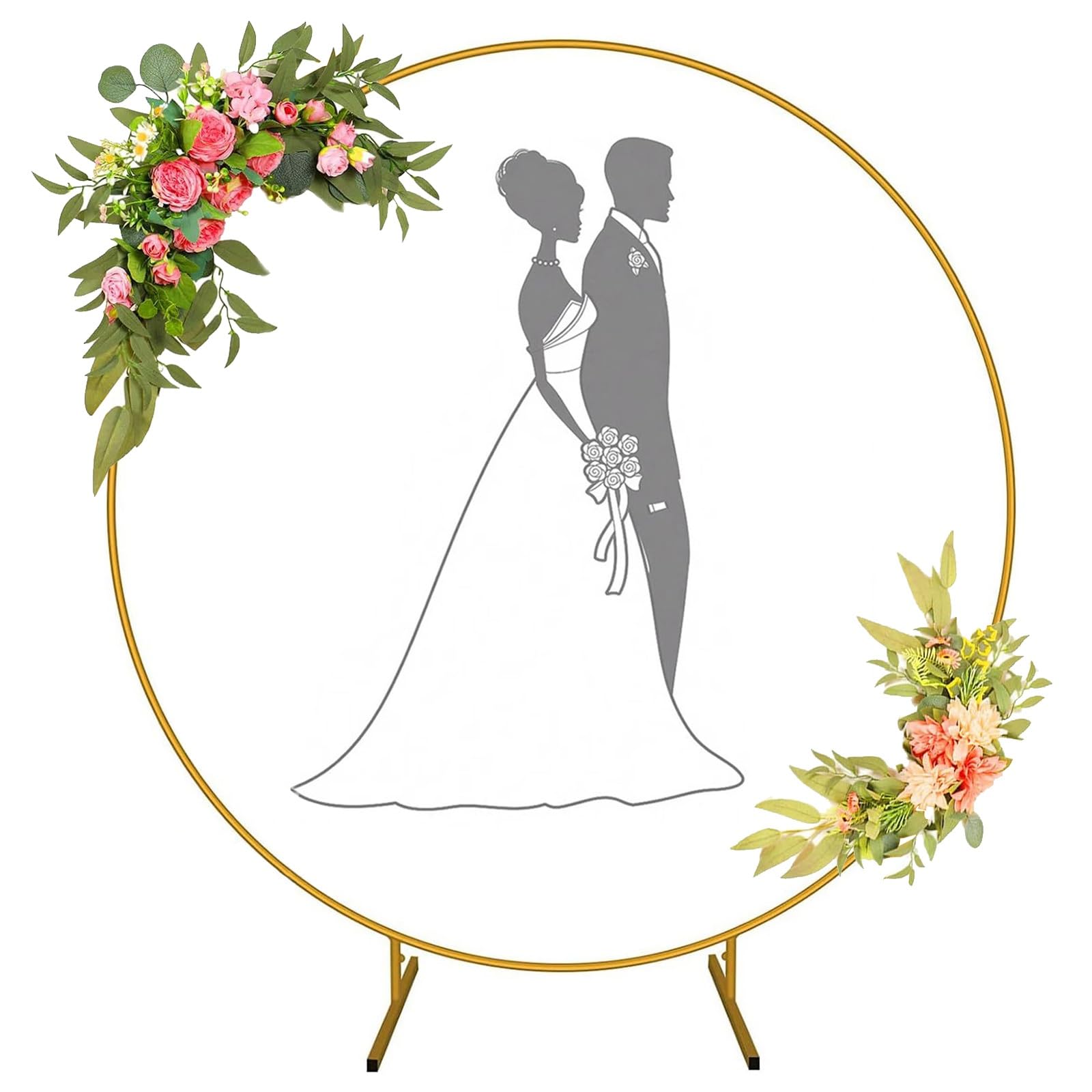 Arco De Boda, Marco Circular para Globos, Marco Decorativo Desmontable, Soporte para Globos, Soporte para Fondo, para Decoración De Bodas, Decoración De Fiestas De Cumpleaños(Gold,1m)