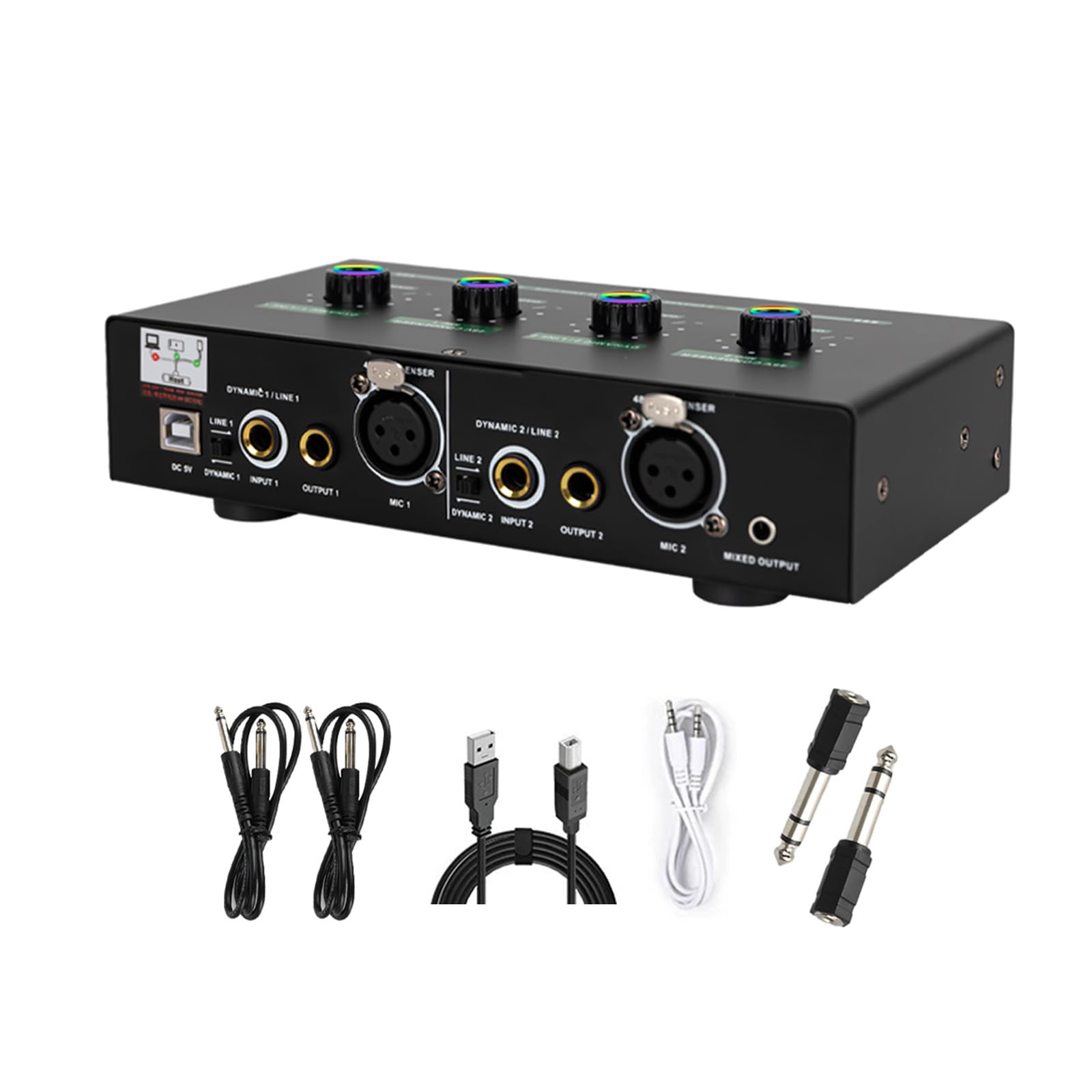 Mixer per Microfono a Doppio Canale Amplificatore Riverberato Custodia in Metallo Portatile per Amplificatore per Karaoke per Eventi All'aperto KTV Domestici
