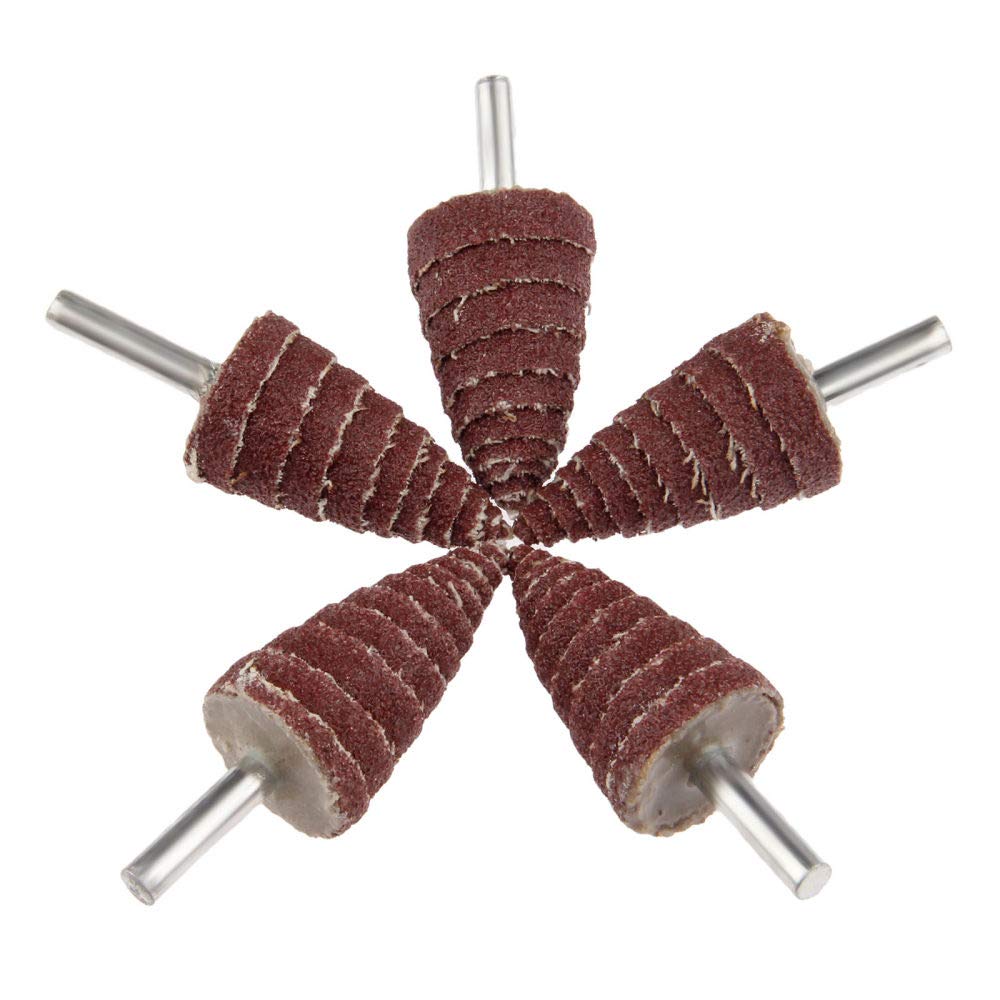 5 szt. papier ścierny stożkowe ściernice listkowe polerowanie polerowanie głowica szlifierska do narzędzia obrotowego 240 gradacja 6 mm trzonek,Tarcze polerskie(Head Diameter 25Mm)