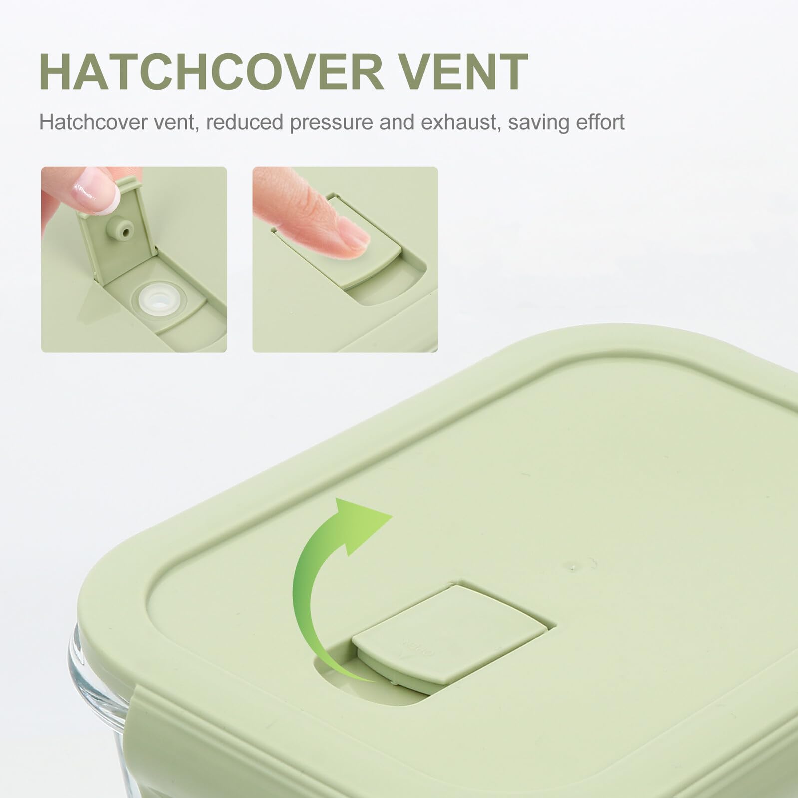 Boîte à Bento Réutilisable 3 Pièces en Verre et Pp Vert