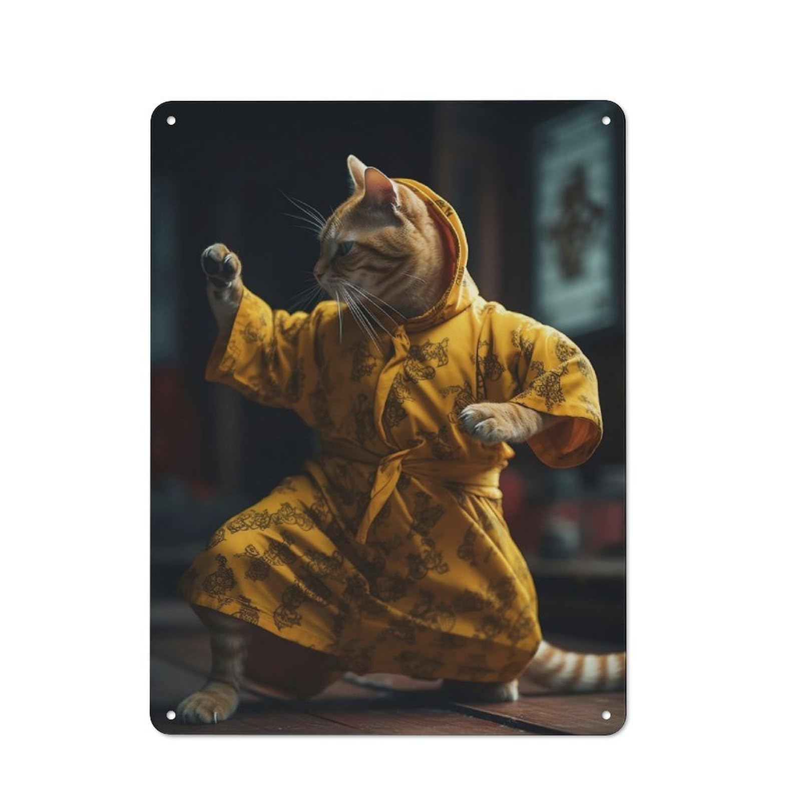 Junmoney Martial Arts Karate Cat Metal Plaque 40X30cm With For Pub Or Café, Rustic Decor, For Garage, Workshop And Man Cave Decoration