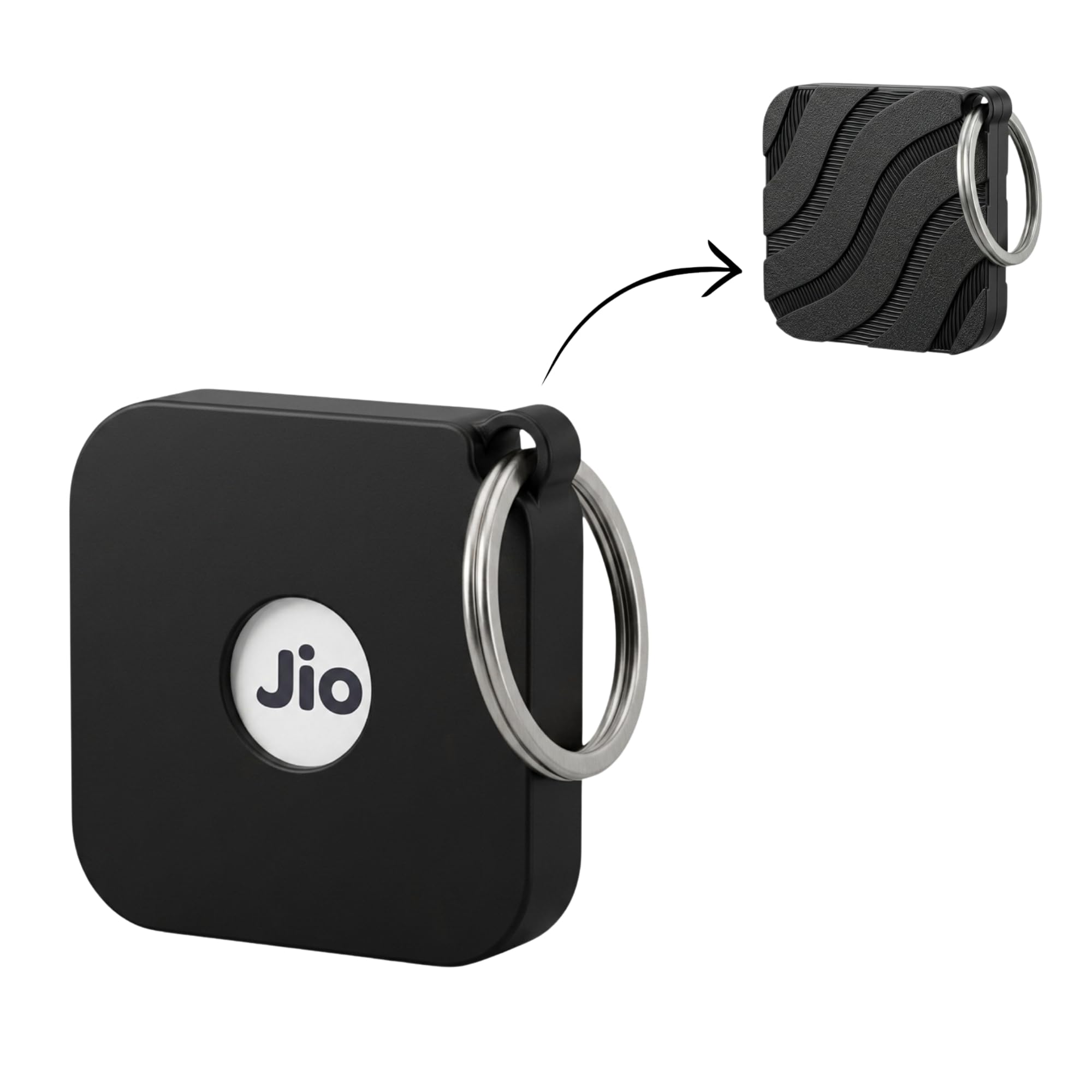 Protective Case for JioTag with Keychain | Shockproof Cover & Anti-Lost Holder for Keys, Bags, Luggage & Pets, Black, 3-image-16