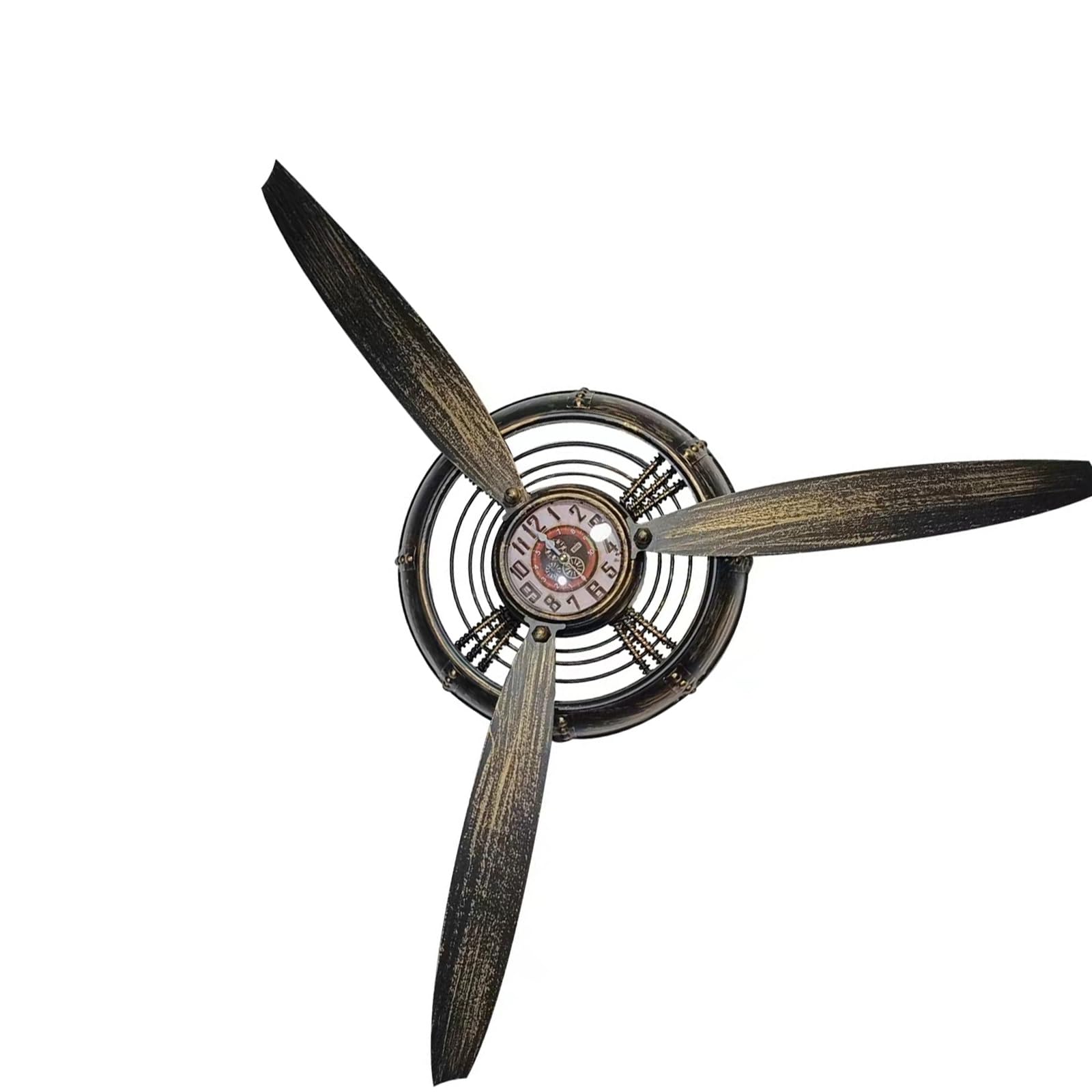 Kaeltsyn 26.4x26.4 Inch Vintage Aircraft Propeller Quiet Wall Clock Iron Sculpture Deck Industrial Fashion Home Present Traditional Clock
