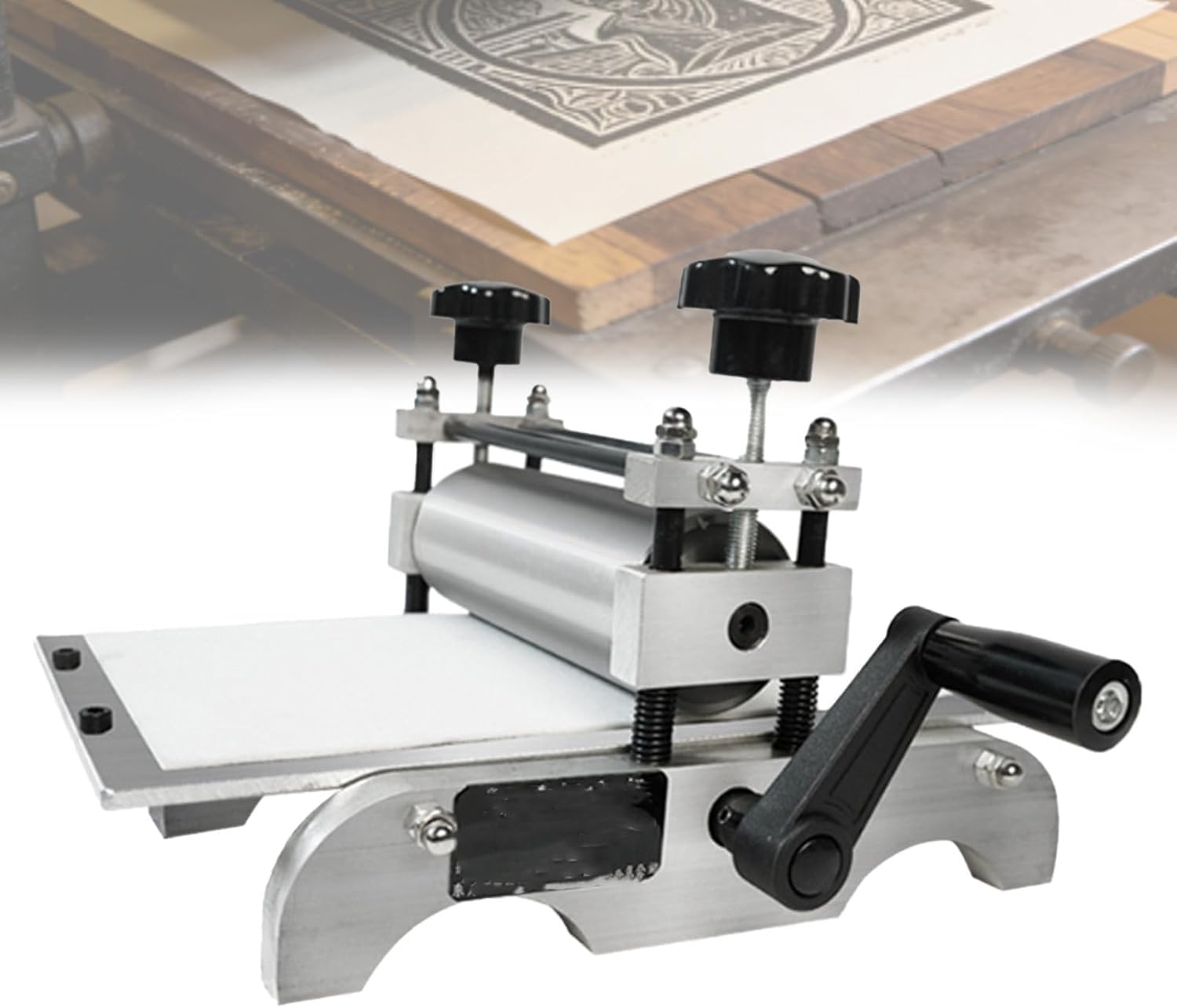 Manual Etching Printing Press, Desktop Slab Roller Printmaking Printing Etching Press Machine, 31 x 17cm Platform Size, Adjustable Press Roller, Clear Even Printing, Precision Artistic Printing