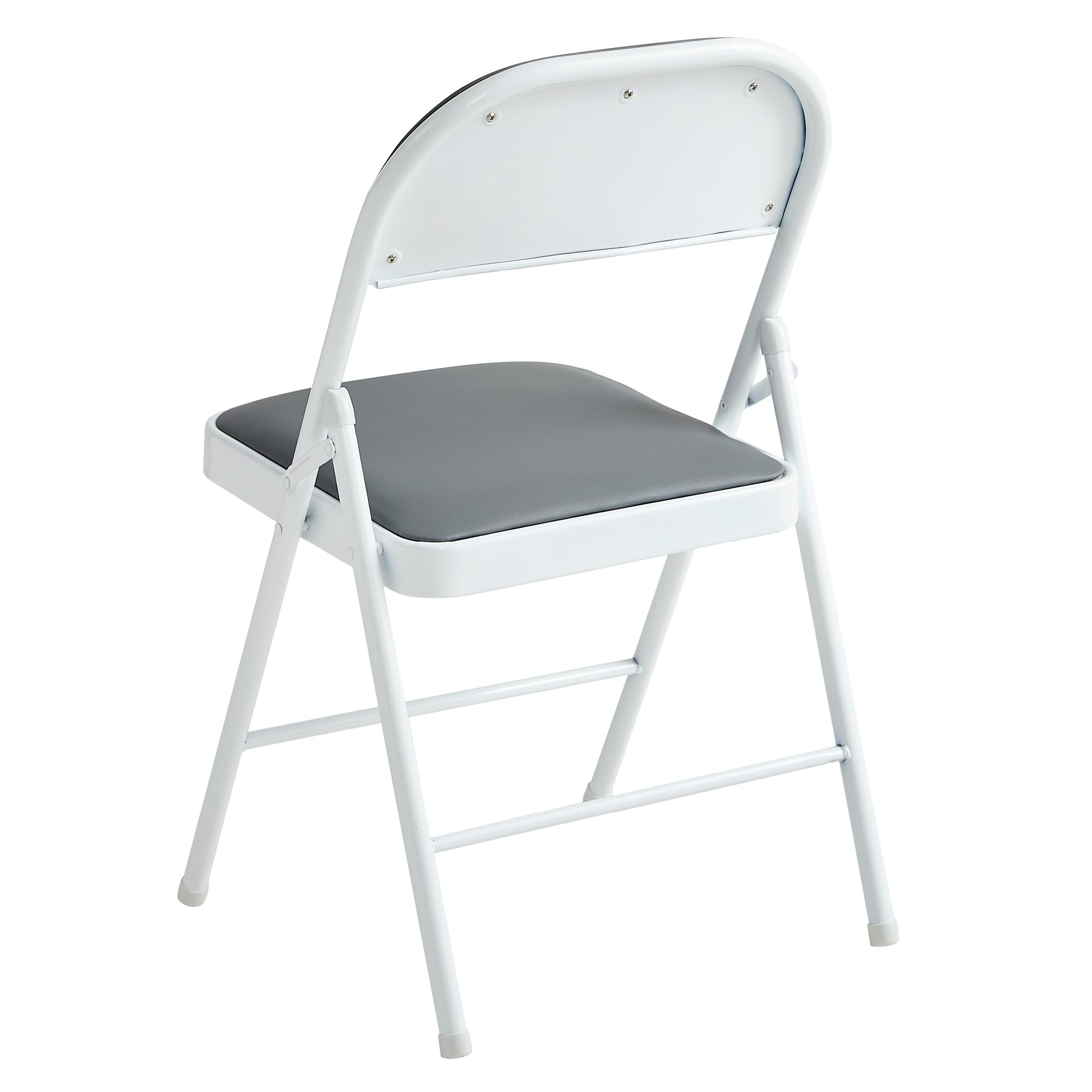 McC Direct Juego de 4 sillas plegables de piel sintética, marco de metal y asiento acolchado, fácil de plegar y almacenar para hogar, oficina, comedor y recepción (gris)