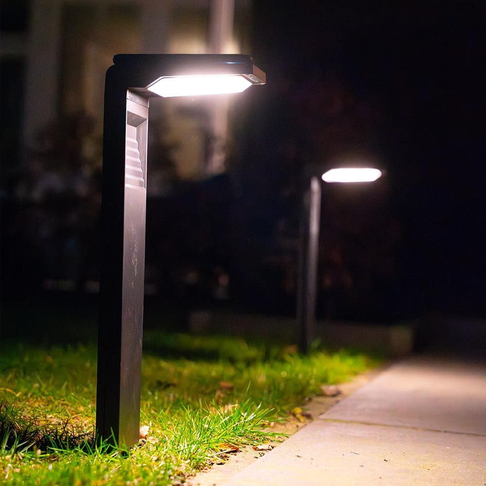 HOFTRONIC Maine 2-pack - Lampada solare da esterno, IP65, impermeabile, illuminazione solare per esterni, faretto solare per giardino, cortile, vialetto, percorso, marciapiede, terrazza