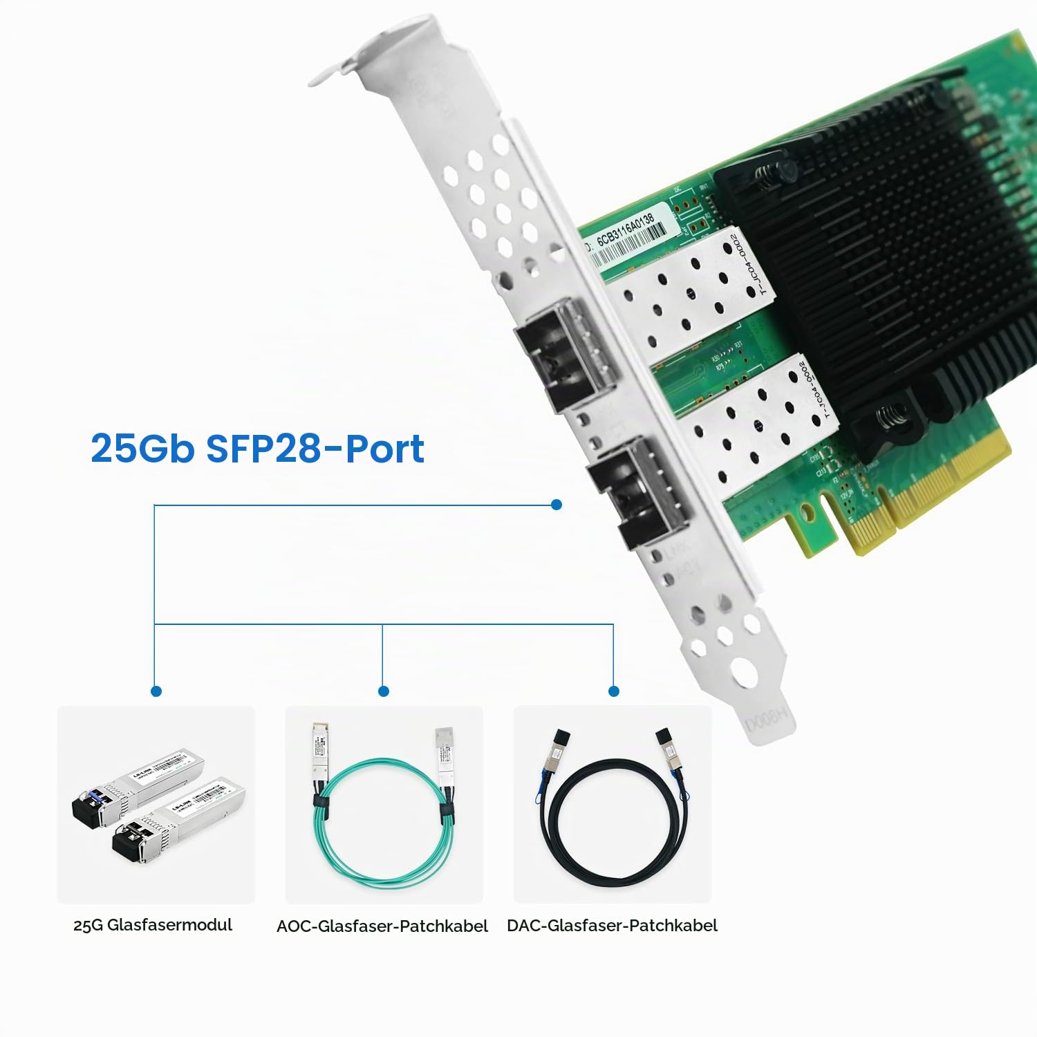 25Gb PCIe 3.0x8 Mellanox ConnectX-5 Ex Netzwerkkarte, unterstützt RDMA