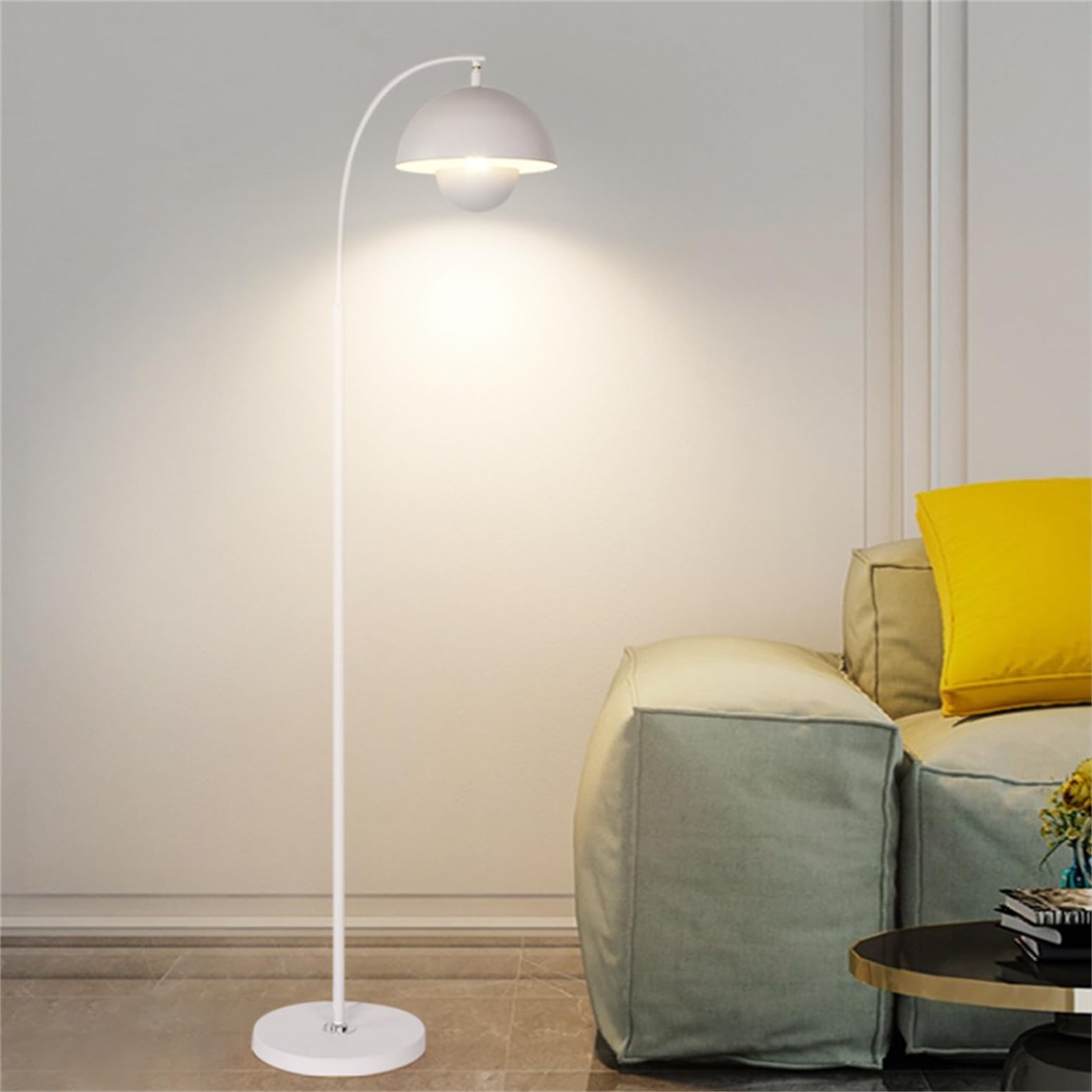 Lampade da Terra Lampada Moderna, 3 Temperature di Colore e Soggiorno Regolabile, Lampada Alta dal Design Semplice per Camera da Letto e Lettura, Bianca