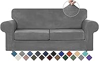 Vista 61 de WEERRW Fundas de terciopelo para sofá de 2 cojines, fundas de sofá de felpa de terciopelo de lujo de alta elasticidad, con parte inferior elástica