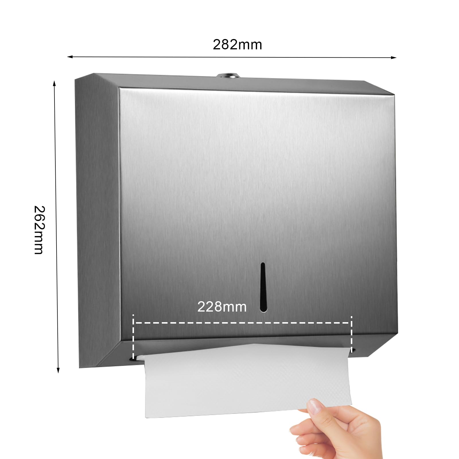 Sporgo Papierhandtuchspender Papierspender aus Edelstahl: Edelstahl Handtuchspender Abschließbar Ohne Bohren, Papiertuchspender für 200 C-fold Tri-fold Multi-fold Papierhandtücher