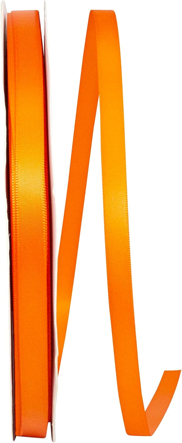 Reliant Ribbon 4950-058-15C Double Face Satin Ribbon, 3/8 Inch X 100 Yards, Orange