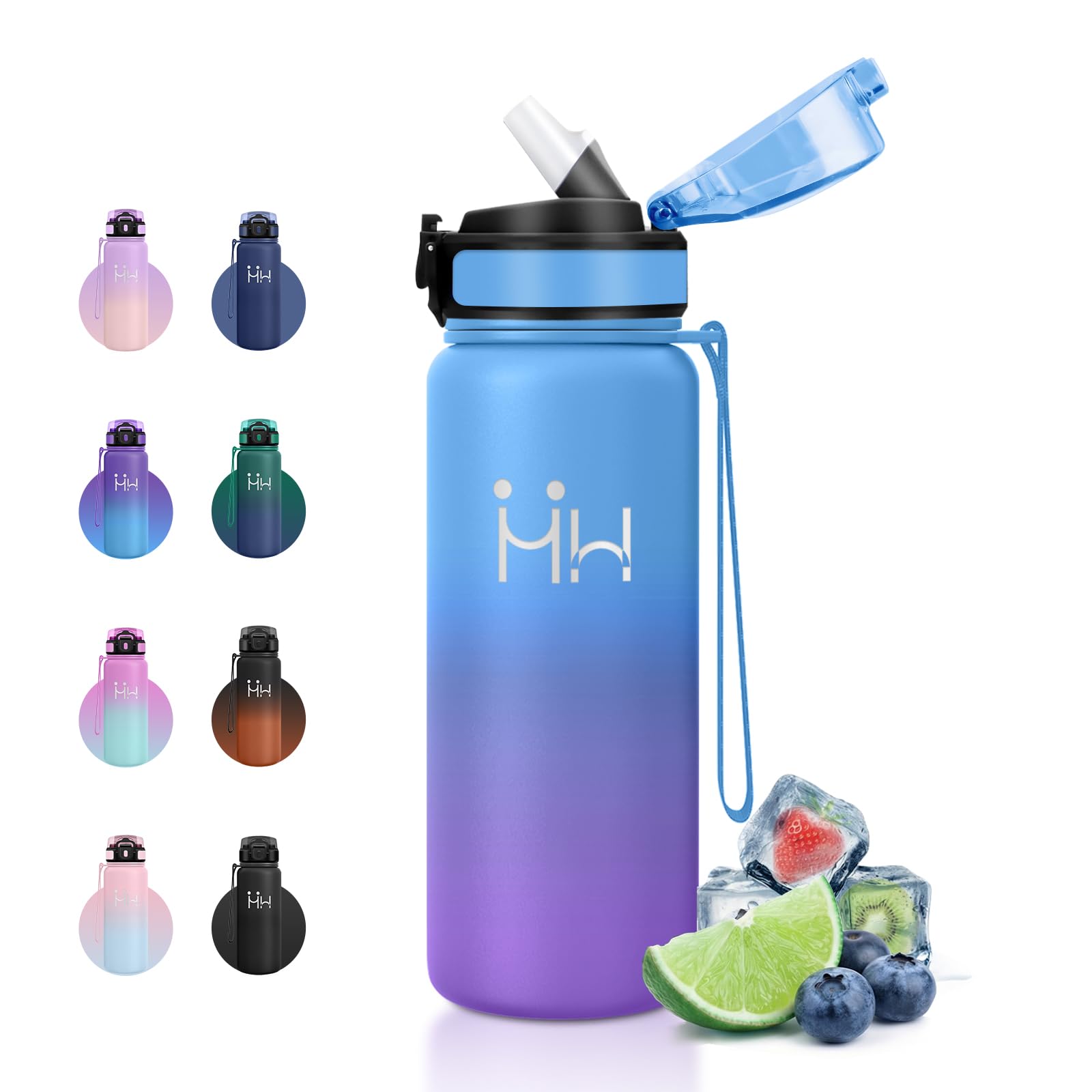 JAPORIA Stainless Steel Thermal Water Bottle, 750 ml, Gym Water Bottle with Straw, Double Wall Insulation, BPA Free, Thermos for Sports, Gym, Travel