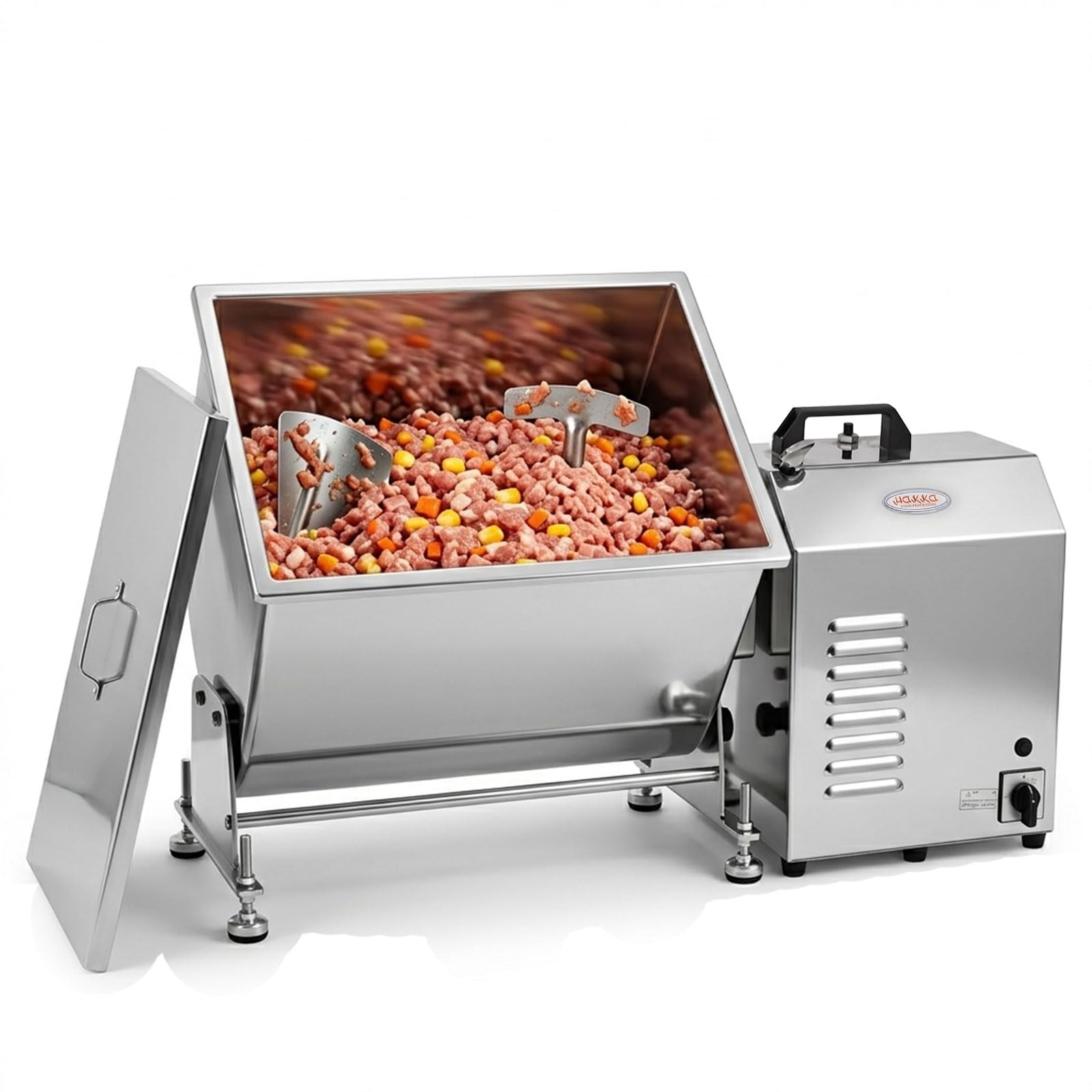 Hakka 90lb/45L Electric Meat Mixer, Stainless Steel 60L Capacity Tilt Tank Commercial Meat Mixer with Motor for Sausage Restaurant Food Processing Equipment
