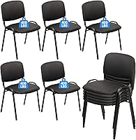 CLATINA Stackable PU Leather Reception Chairs, Thickened Cushion Seat & Back Support, Metal Legs - Black 10 Pack for Office, School, Church