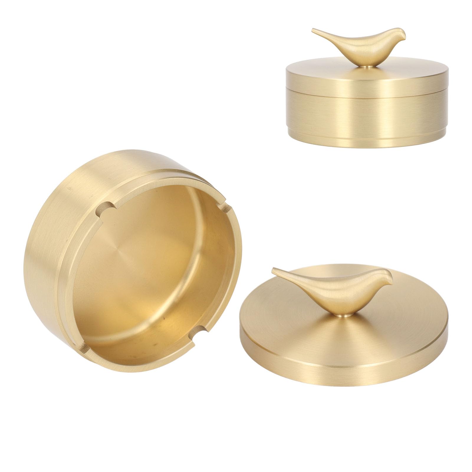 Amazon.co.jp: ヴィンテージ灰皿 ゴールド灰皿 鳥の像 真鍮 4スロット