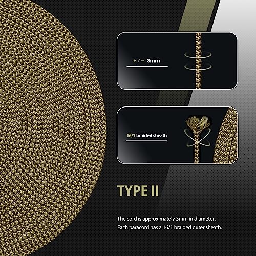 Abma Cord Paracord 425 lbs 3mm 100% Nylon 30M - Army Green & Holy Guacamole, Shockwave-army Green & Holy Guacamole, 30 Meters - Image 4