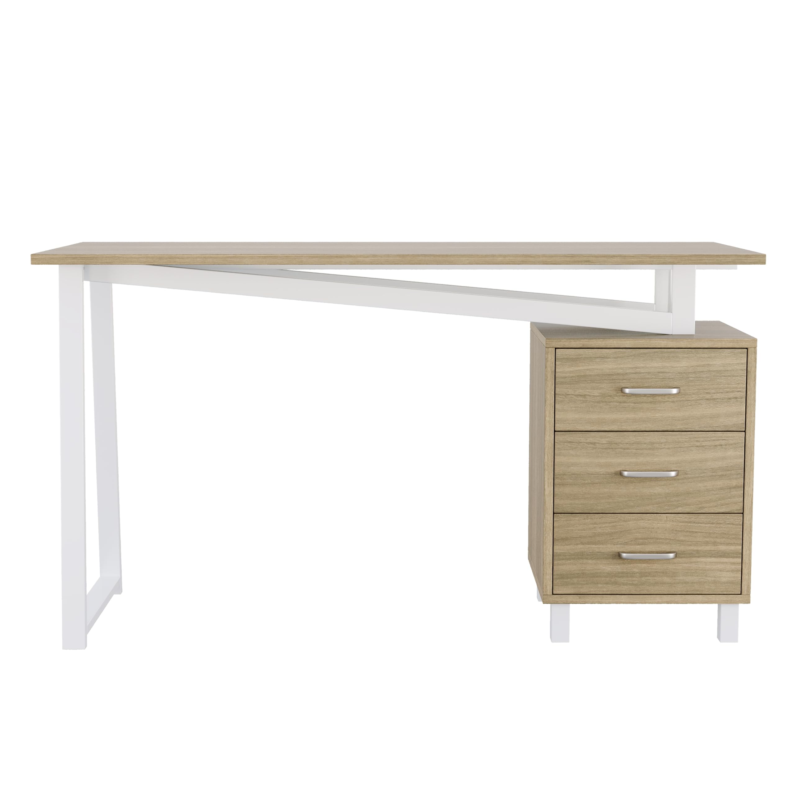 TIZZ Escritorio espacioso, 130 x 55 x 75 cm, con espacio de almacenamiento, material MDF de alta densidad, rieles de cajones de tres capas, puntales triangulares, fácil de montar y limpiar, madera