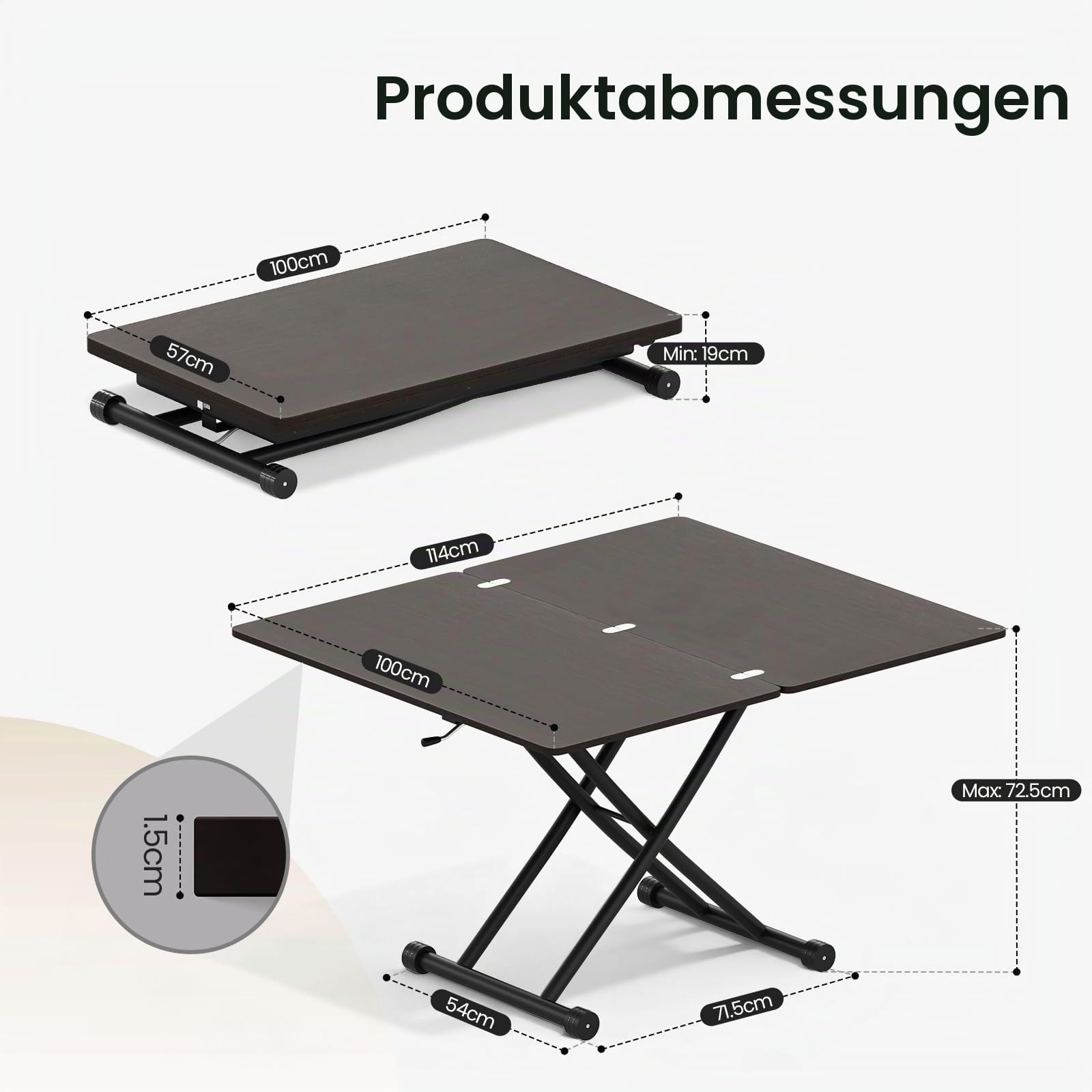 Aufklappbarer und ausziehbarer Tisch, funktionaler Couchtisch für die Küche, Schwarznuss-Esstisch für Wohnzimmer und Salon, Schreibtisch, geeignet für kleine Esszimmer, Wohnzimmer, Küche