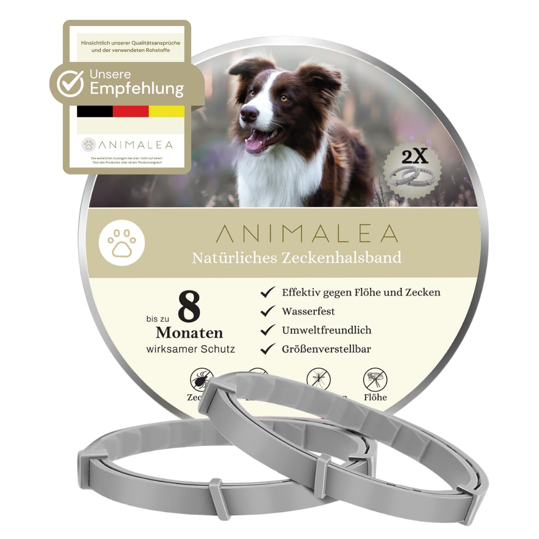 Animalea - 2er-Pack Zeckenhalsband fr Hunde - 100% therisches l -  Wasserdicht & Verstellbar fr Welpen & Hunde ab 7 Wochen - bis zu 16 Monate  Schutz gegen Zecken Flhe Mcken Luse Sandmcken : Amazon.de: Haustier
