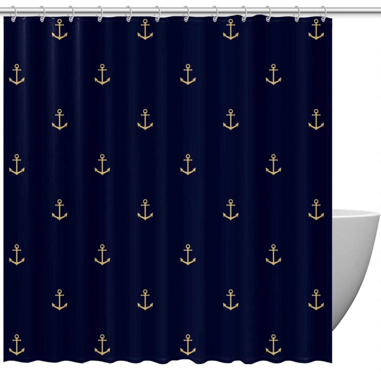 Rideau de douche motif océan étanche avec 12 crochets inclus
