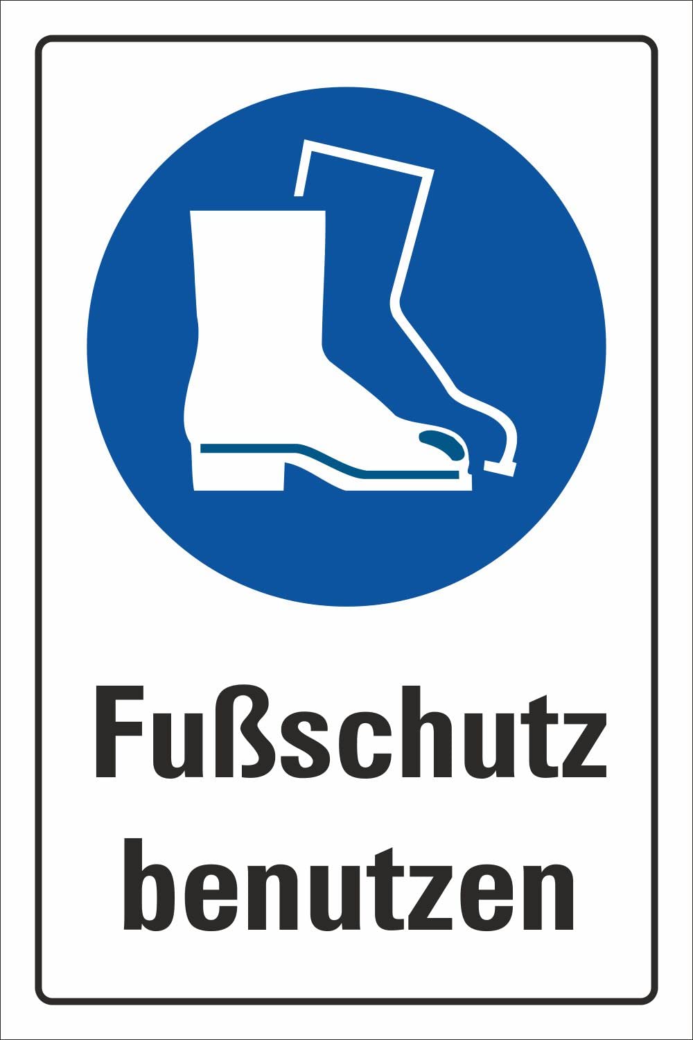 Schild Fußschutz benutzen Gebotszeichen DIN ISO 7010 600 x 400 mm