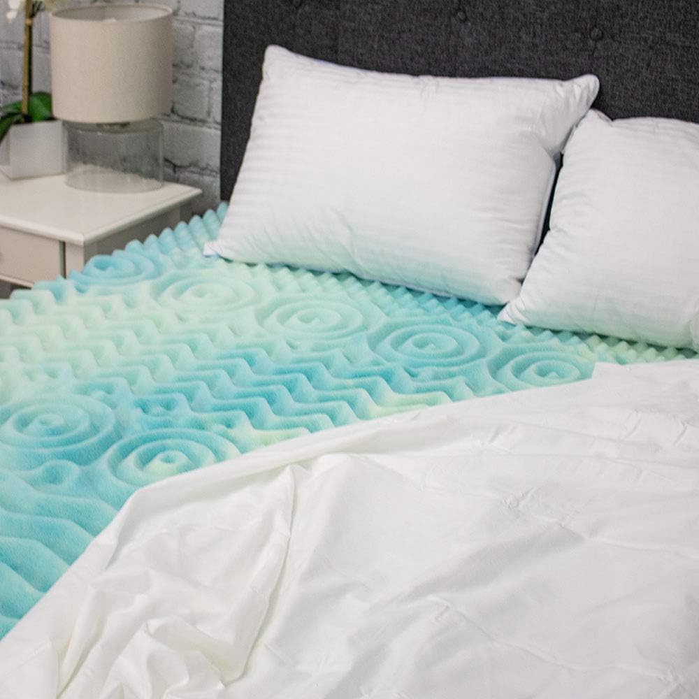 Memory Foam Mattress Topper Egg Crate Mattress Pad with 5