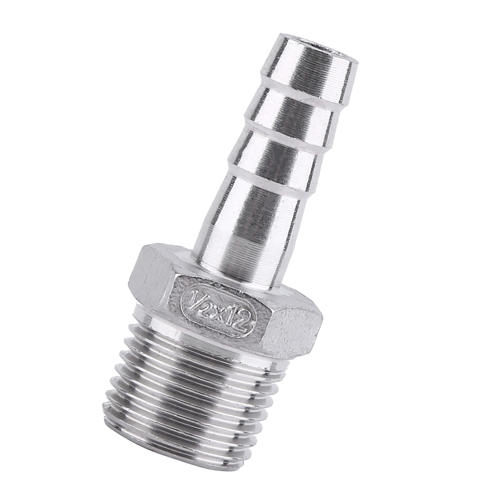 SS304 Buitendraad Pijp Fitting Barb Slang Staart Connector Rvs BSP (1/2 x8mm