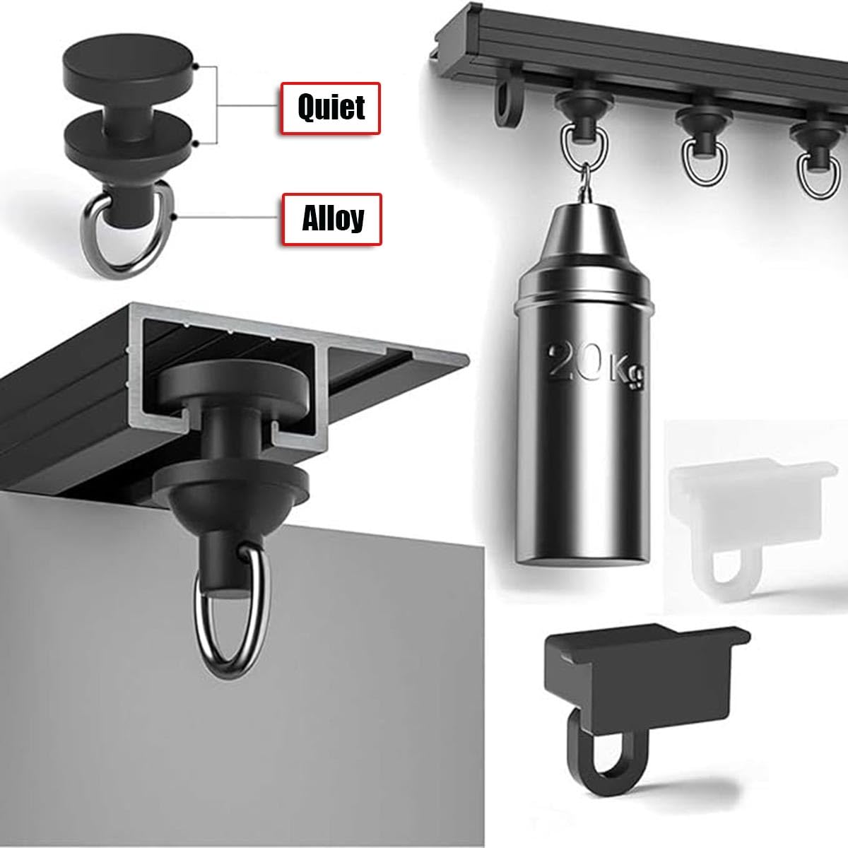 Selbstklebende Aluminiumschiene, 299,7 cm, ohne Bohren, Decken-/Wandhalterung für Schiebetüren, einfache Installation, schlankes schwarzes Finish, vielseitige Lösung zur Platzoptimierung