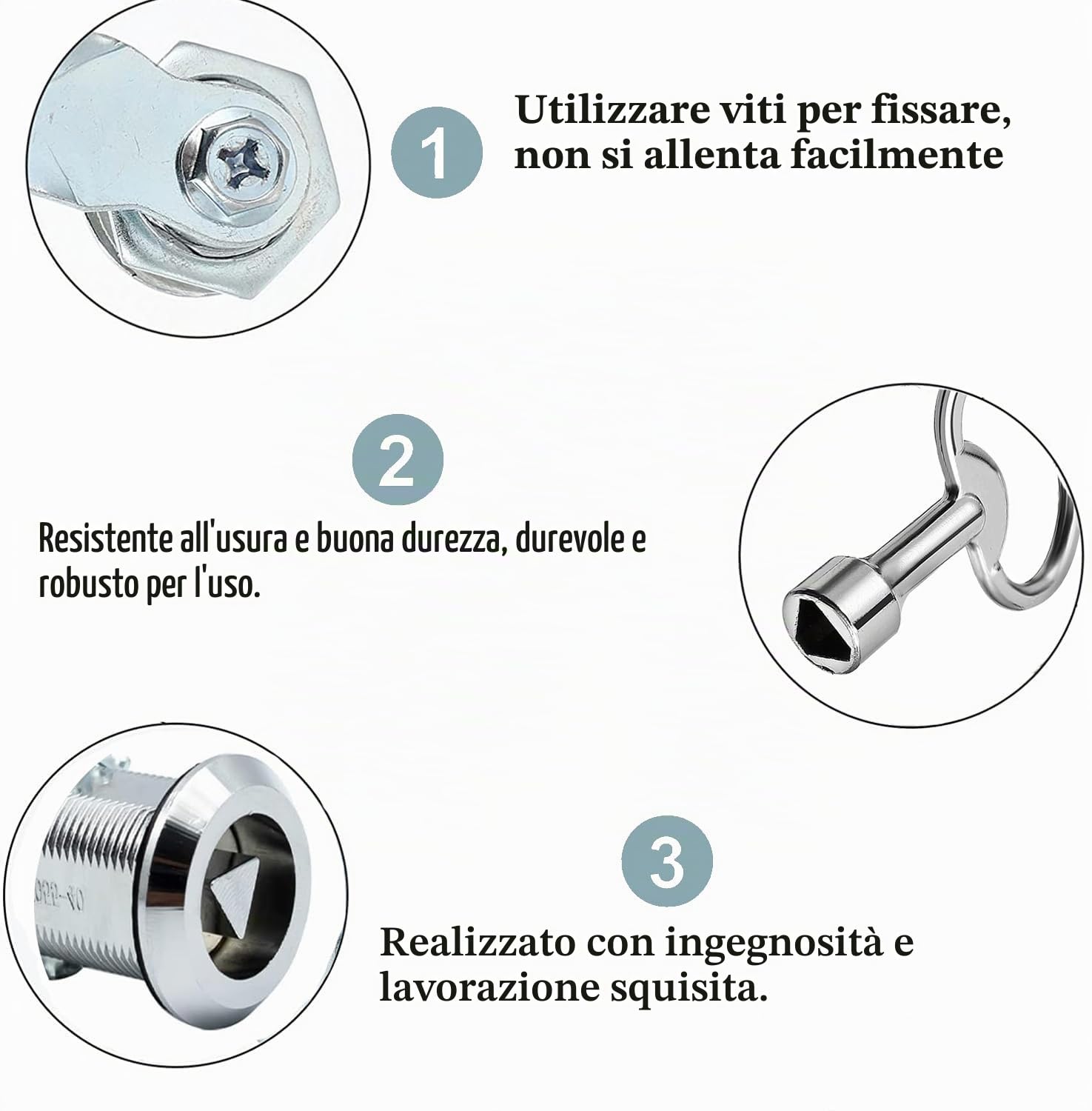 2 Serrature per Contatore Elettrico e Gas Con Chiave a Triangolo, Serratura a Camma per Armadietto, per Cassetta Postale e Porta