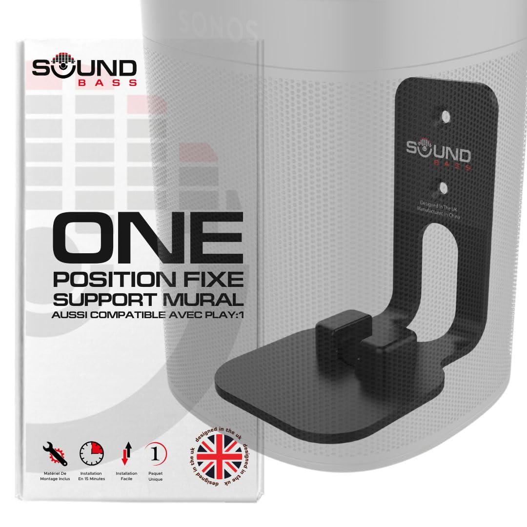 ONE, ONE Gen 2, ONE SL & Play:1 Support de Montage Mural, Noir, Compatible avec Les Haut-parleurs Sonos ONE, ONE Gen 2, ONE SL & PLAY1