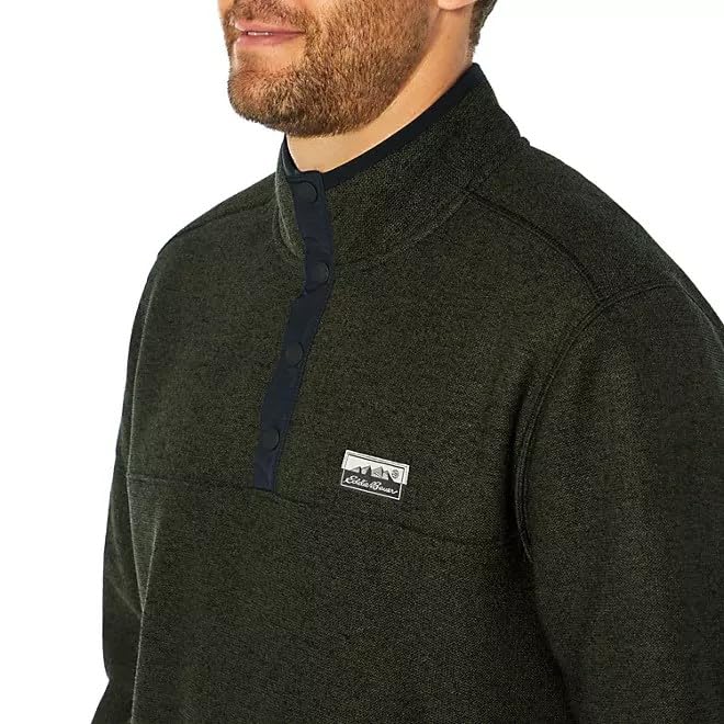 Eddie Bauer Men's 1/4 Snap Sweater Fleece Pullover (US, Alpha, Medium, Regular, Regular, Heather Forest Night)2