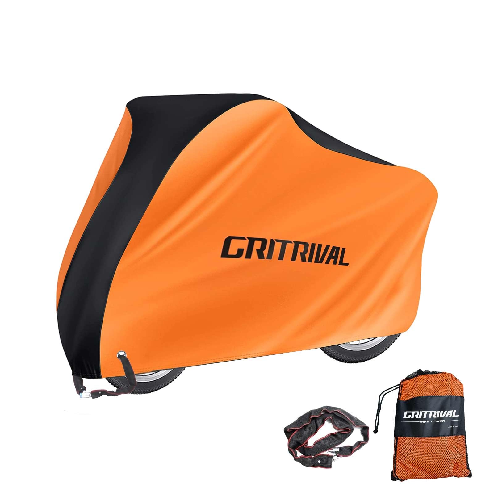 GRITRIVAL Bike Covers Outdoor Storage Waterproof. It Comes in 3 Colors and 2 Sizes. The Bike Cover is Equipped With a Bike Chain Lock