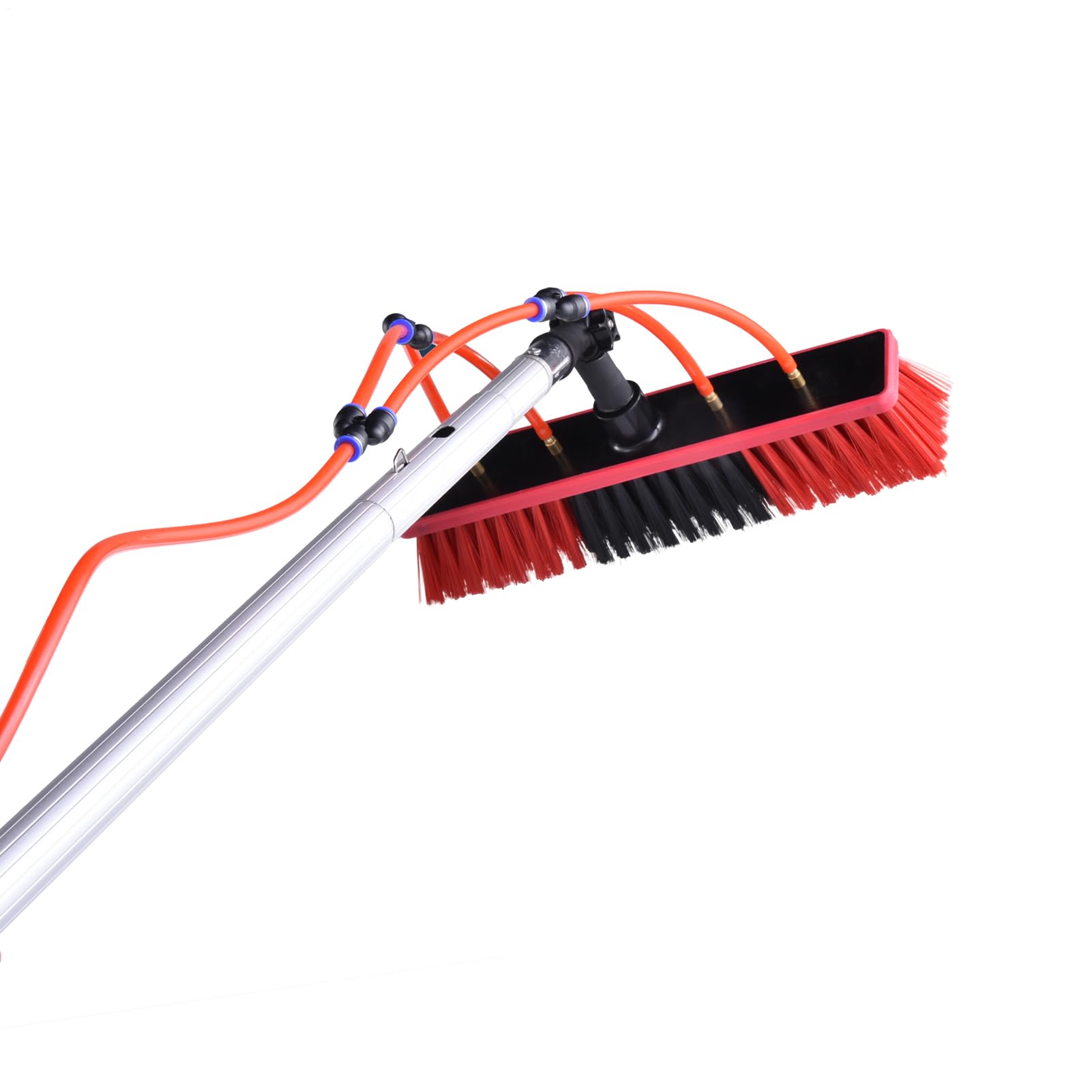Kit de limpieza de paneles solares, limpieza de paneles solares, limpiador de cepillos ajustable, herramientas de lavado de ventanas giratorias con manguera de 20 m para limpiar coches, furgonetas