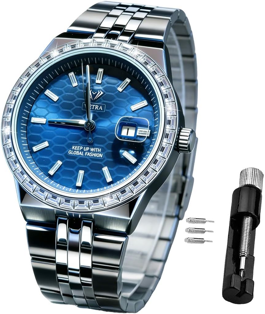 Vetra Mens Watches Business Dress Analog Quartz Watch Waterproof Luminous Stainless Steel Date Display Luxury Casual Wrist Watch for Men relojes para Hombres