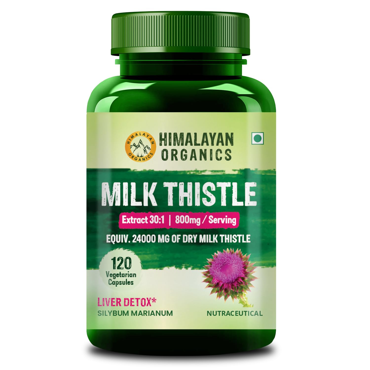 Vlado's HIMALAYAN ORGANICS Milk Thistle Extract With 800Mg Of Silybum Marianum Detox Supplement For Men And Women For Healthy Liver | Boost Metabolism And Maintain Cholesterol level - 120 Vegetarian Capsules