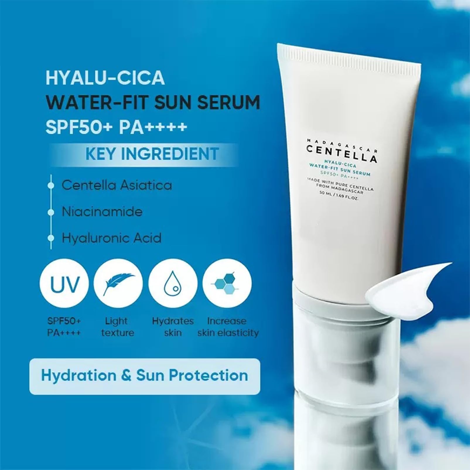 Madagascar Centella asiatica Sunscreen, SPF 50 PA+++++Centella asiatica Facial Sunscreen, Korean facial moisturizer - Image 3