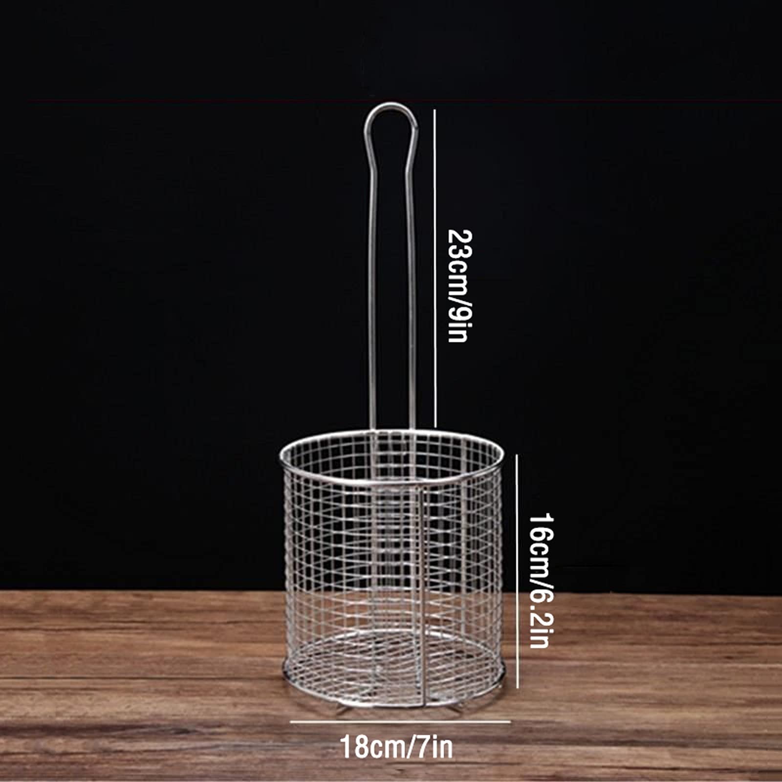 Passoire à Frites Panier de skimmer solide en acier inoxydable, cuillère de skimmer avec filtre à maille dense à poignée longue convient à la poêle quotidienne et frites Panier de Frites ( Size : Medi