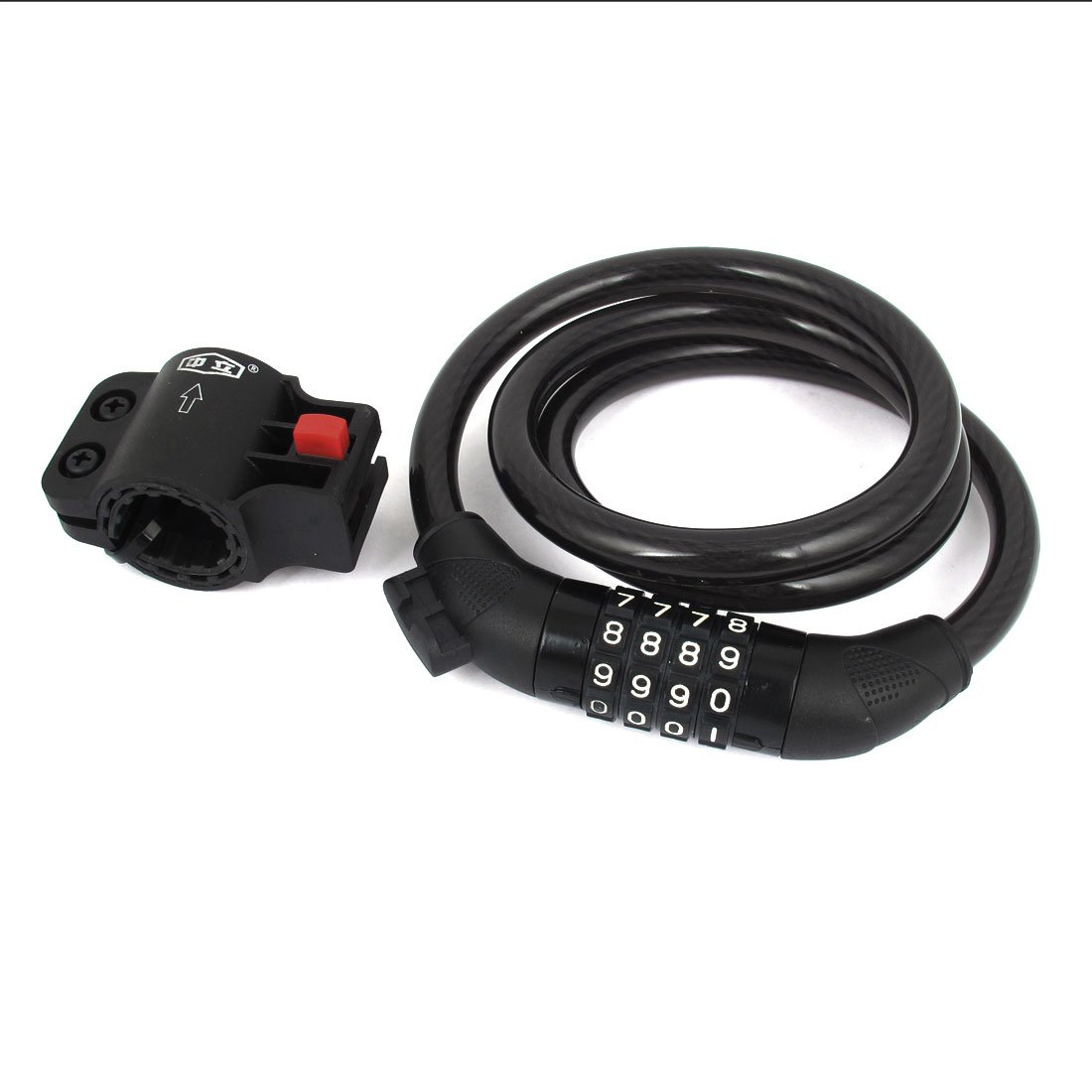 Aexit Motorcycle Bicycle Bike Locks Spiral Steel Wire Cable 4-Digit U-Locks Combination Lock
