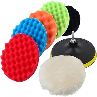 8 Pack Polishing Pad, 3/4/5/6/7" Polishing Sponge Waxing Drill Buffing Pads Compound Auto Car Polisher with Drill Adapter for Car Boat Polishing, Buffing and Sealing Glaze (6Inch)