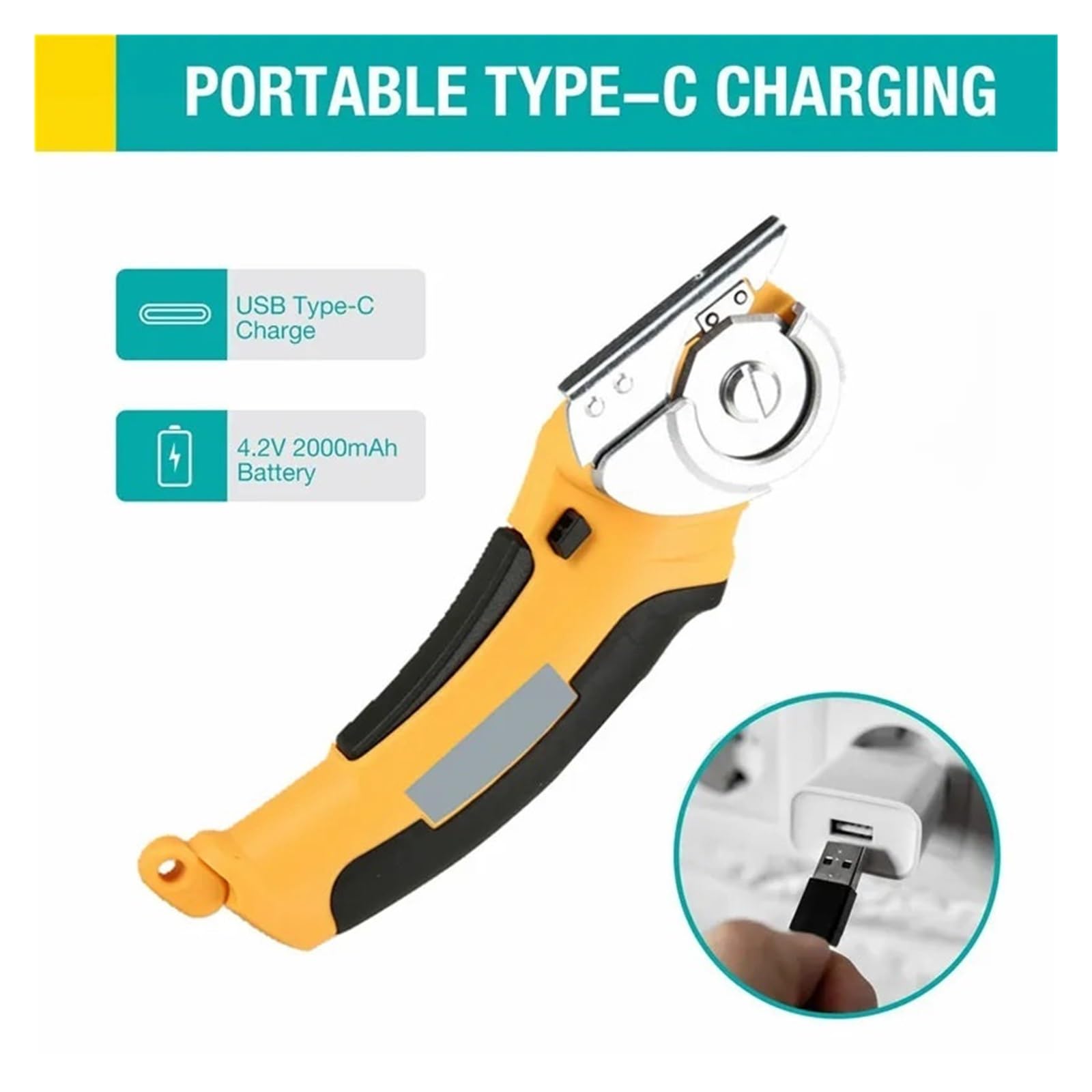 Tijeras eléctricas, Cortador eléctrico inalámbrico Recargable for cartón, Tela de Cuero, álbum de Recortes, Alfombra, Corte rotativo eléctrico