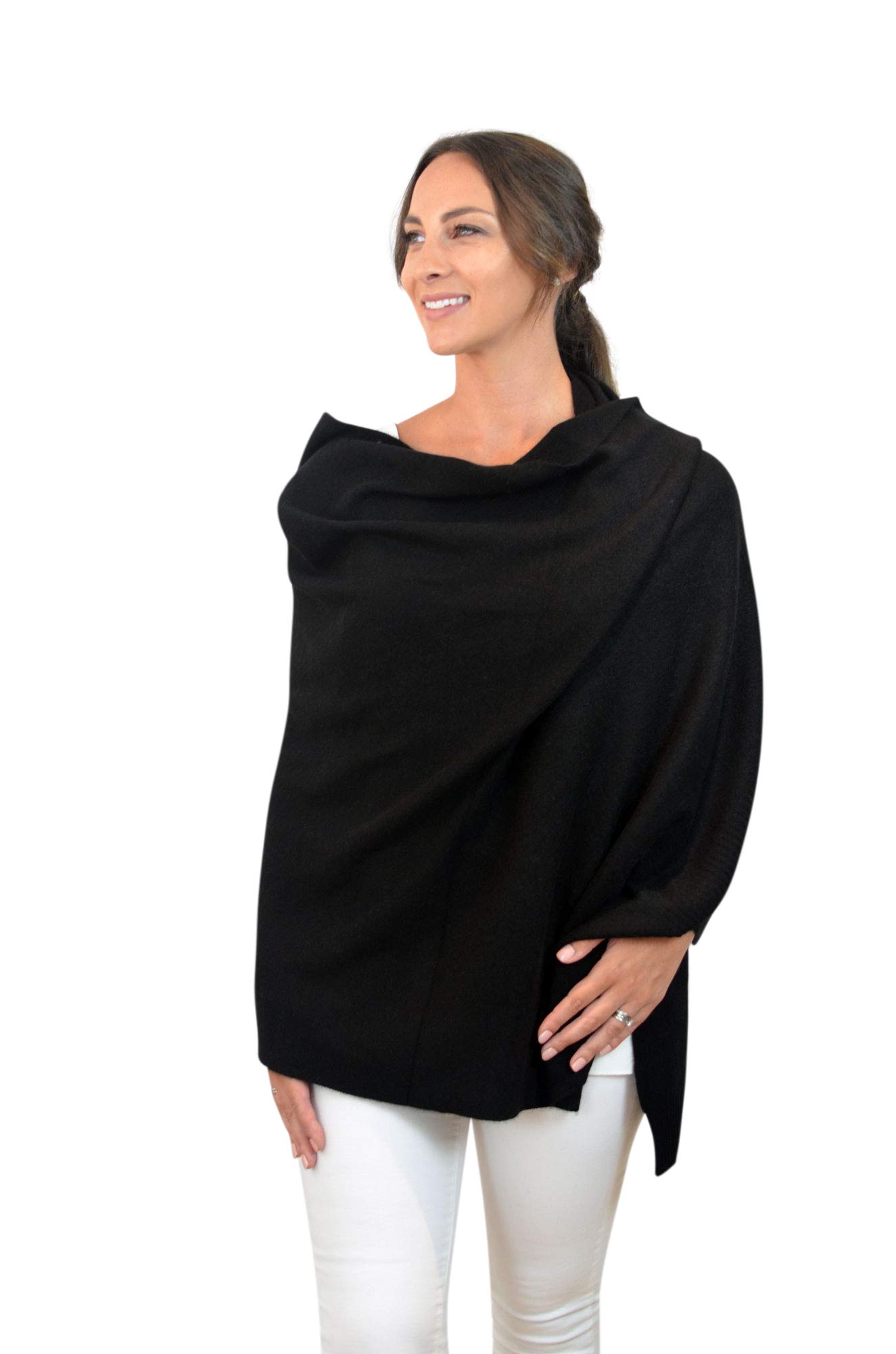 Mimi & Thomas Black 100% Pure Cashmere Scarf Shawl Travel Wrap Large Stole
