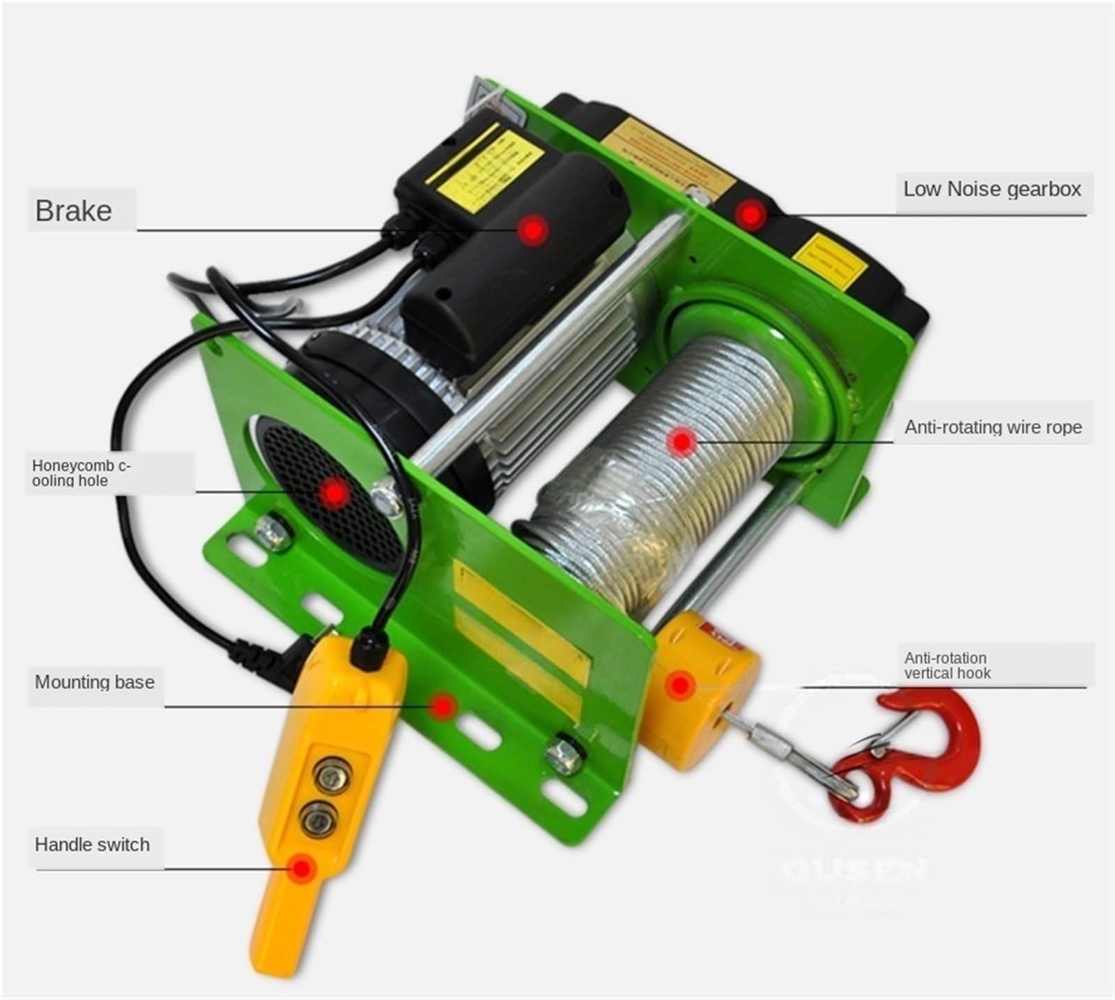 Wciągarki elektryczne 200/600/800KG Wciągnik Linowy Mikro Elektryczny Wciągarka Elektryczna 220v380v 980W/1400W/2200W(200 TO 400KG-30M CABLE)
