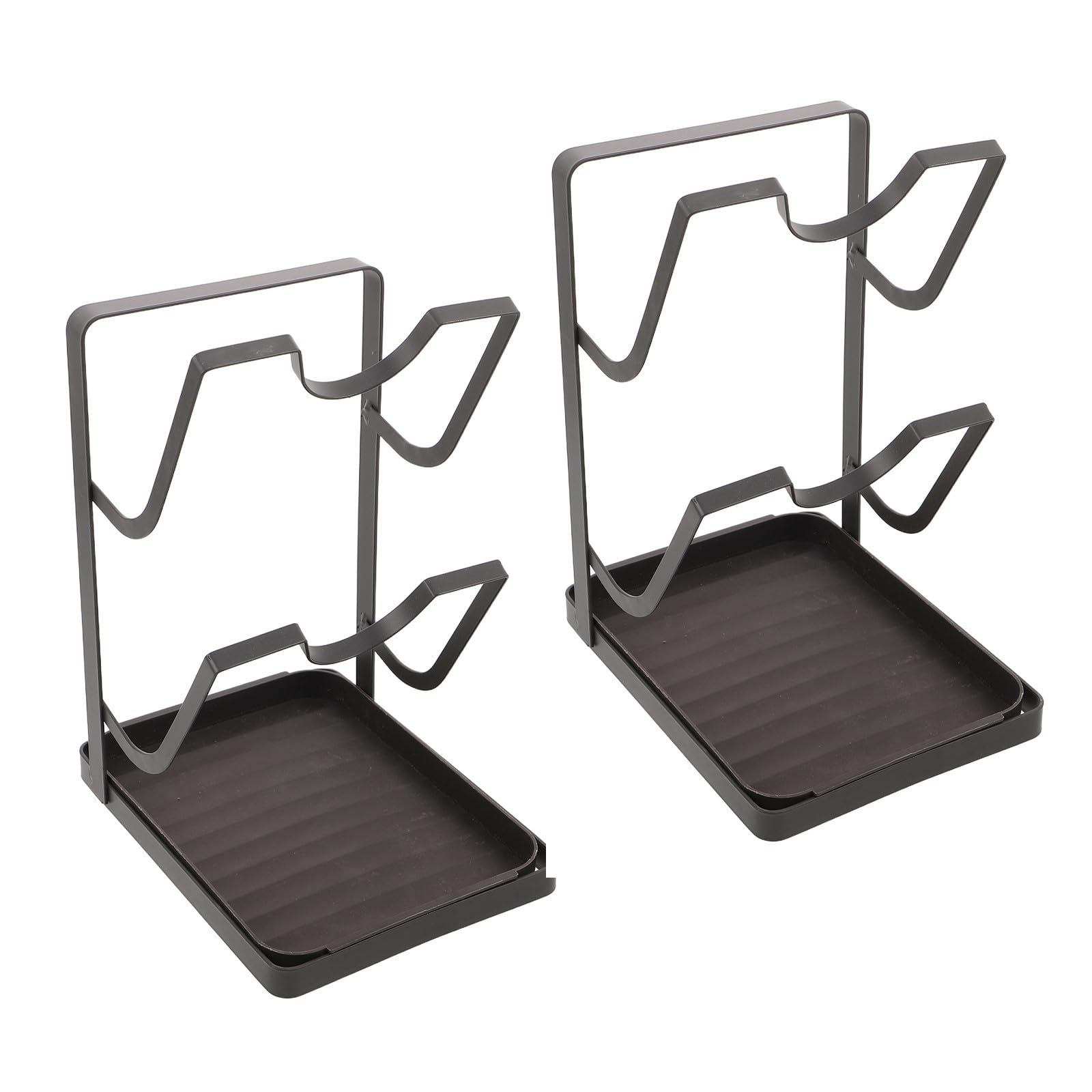 Gadpiparty 2 Pièces Organisateur de Couvercles de Casseroles en Acier Carbone Noir, Double Couche Verticale avec Base Antidérapante, Facile à Nettoyer Cuisine Moderne