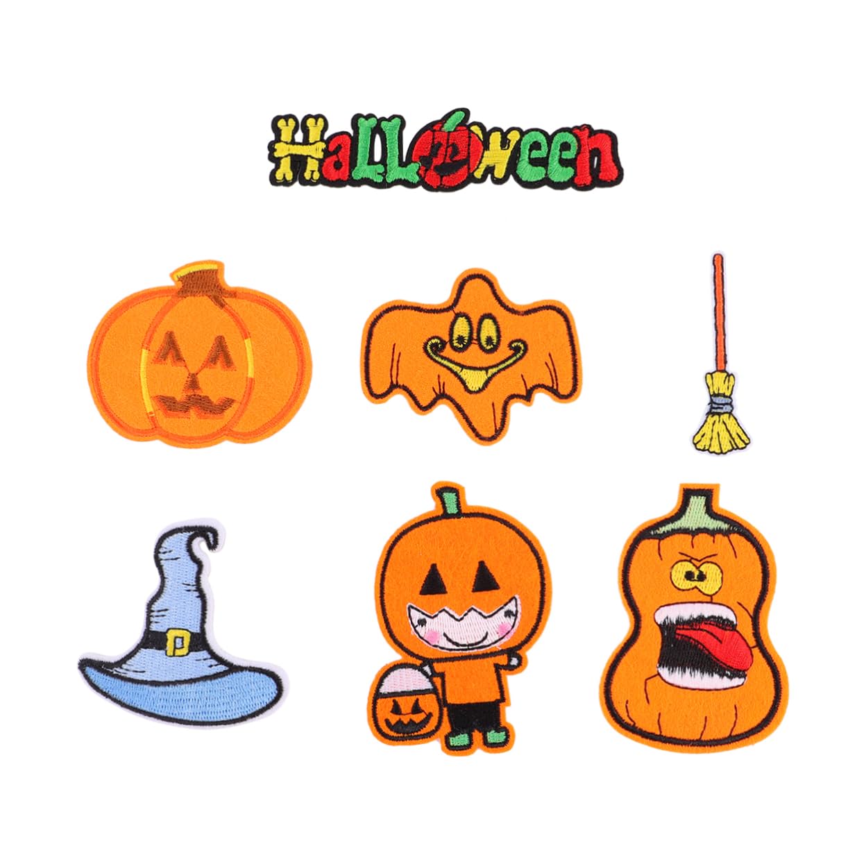 Zghhc Toppe Termoadesive/cucibili con Zucca Fantasma di Halloween Toppe Ricamate con Bordo Dorato Glitterato in Ciniglia per Cappellini per Borse di Abbigliamento Fai-Te