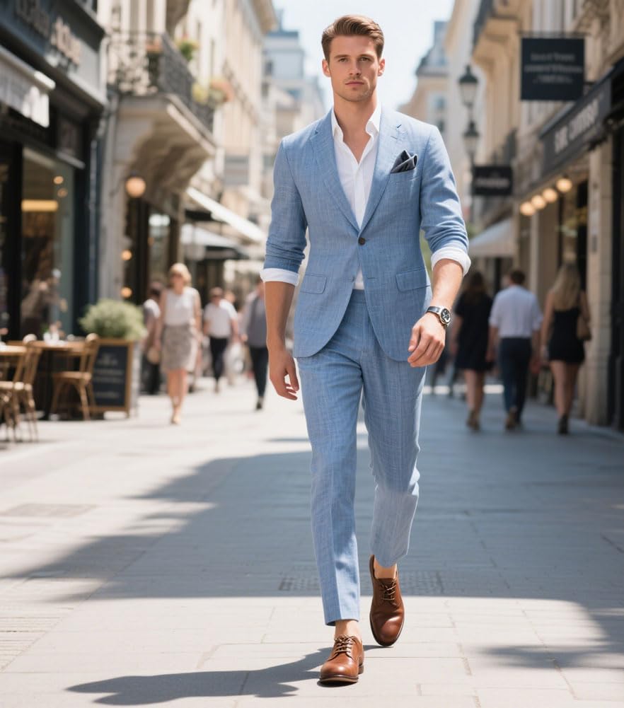 Abito da uomo in lino per matrimoni estivi con risvolto Groosmen Smoking Business Suit