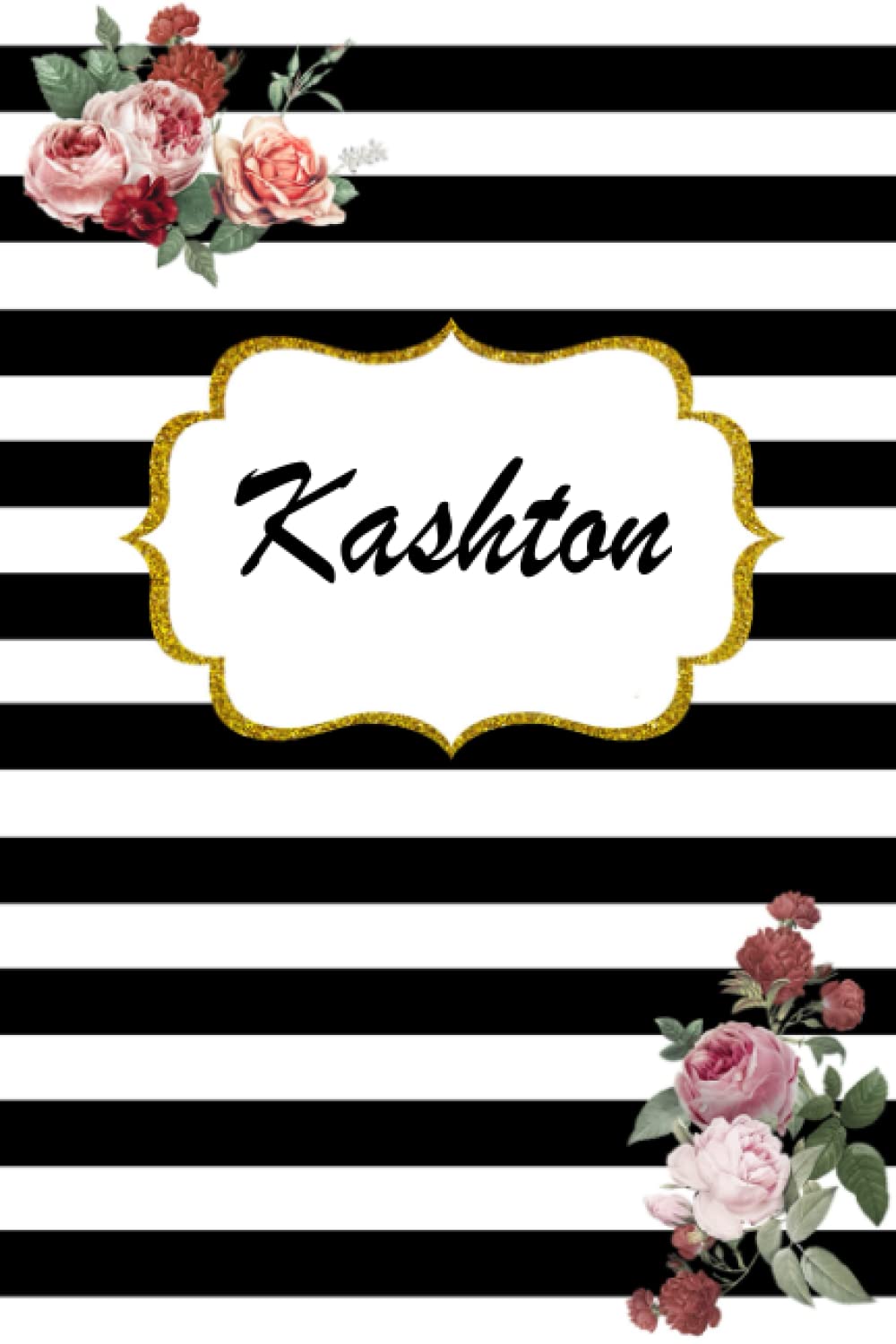 Kashton: Classic Floral Personalized Notebook/Journal/ Log Book/ Planner With Name, 110 pages of your selected paper, planner. Size: 6” x 9”