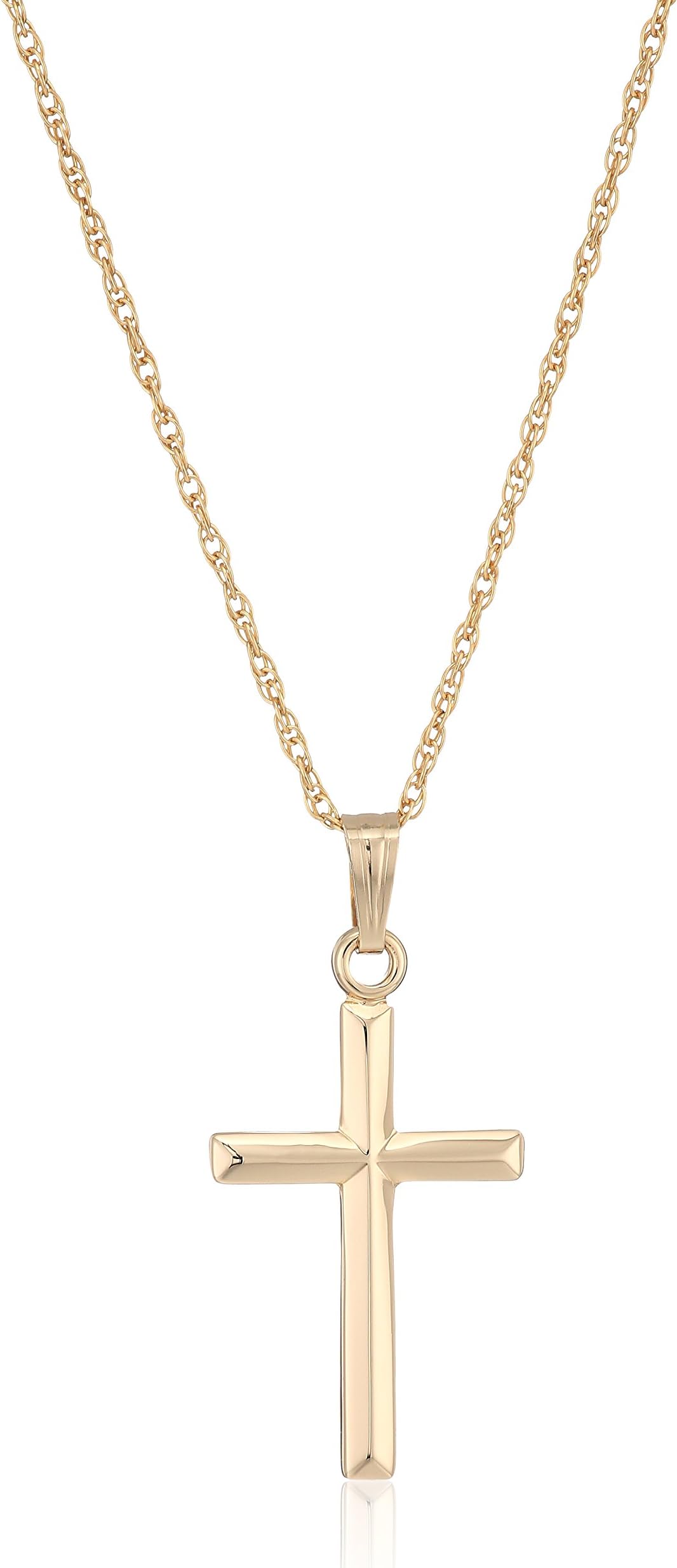 Ladies' 14k Gold Filled Polished Embossed Cross Pendant Necklace, 18"