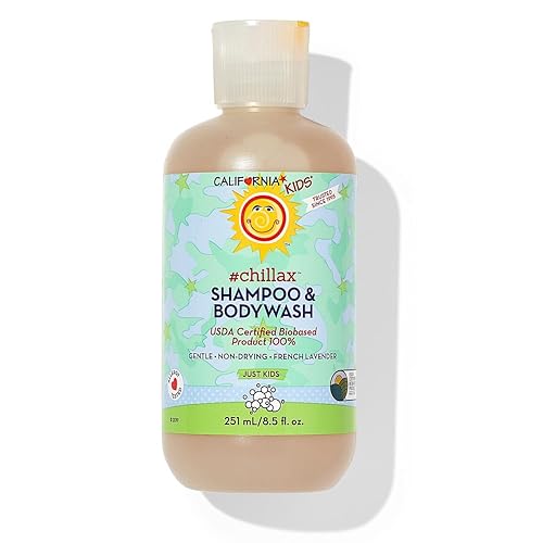 California Kids Shampoo + Gel de baño Chillax Lavender Body Wash Cuidado suave de la piel para niños + adolescentes 100% a base de plantas